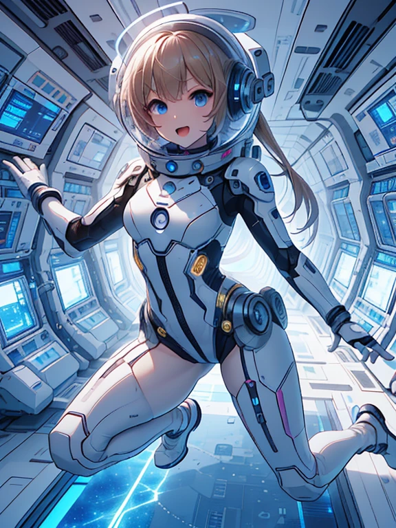 beautiful feet, trickle, white background, The art work is, Includes lots of vibrant colors and blurry surreal details, Scattered beneath the surface, Highly detailed focus, realistic, Humanity, (best quality), slave collar, and the tongue sticks out, scream, sweat legs, royal sister, Ripe body, 4K, White, plump and delicate body, plump ass，cute女の子のダイナミックなポーズ, She wears a form-fitting, Immediately grab attention, Shimmers in different neon colors when exposed to light, It is a small LED light that flashes to an invisible beat, そして遊び心のあるlaughterが彼女の唇を飾ります, With background: Hype Color – Neon Pink, and deep yellow, Create an energetic vortex, White lightning streaks zigzagging across the background, 最high quality、best image quality、masterpiece、woman((18-year-old、cute、blonde、long hair、Black Robot Armor、Luminescent chest parts、Gold Arm、big bust、Bust 95、wide open chest、Slender、laughter、cyber eyes、Show the whole body、beam effect))、high quality、Depth of bounds written、((Inside the spaceship)), (Outside the window, space, Earth from space, spaceport)、With background((Cyberworld))、depth((Computer mass))