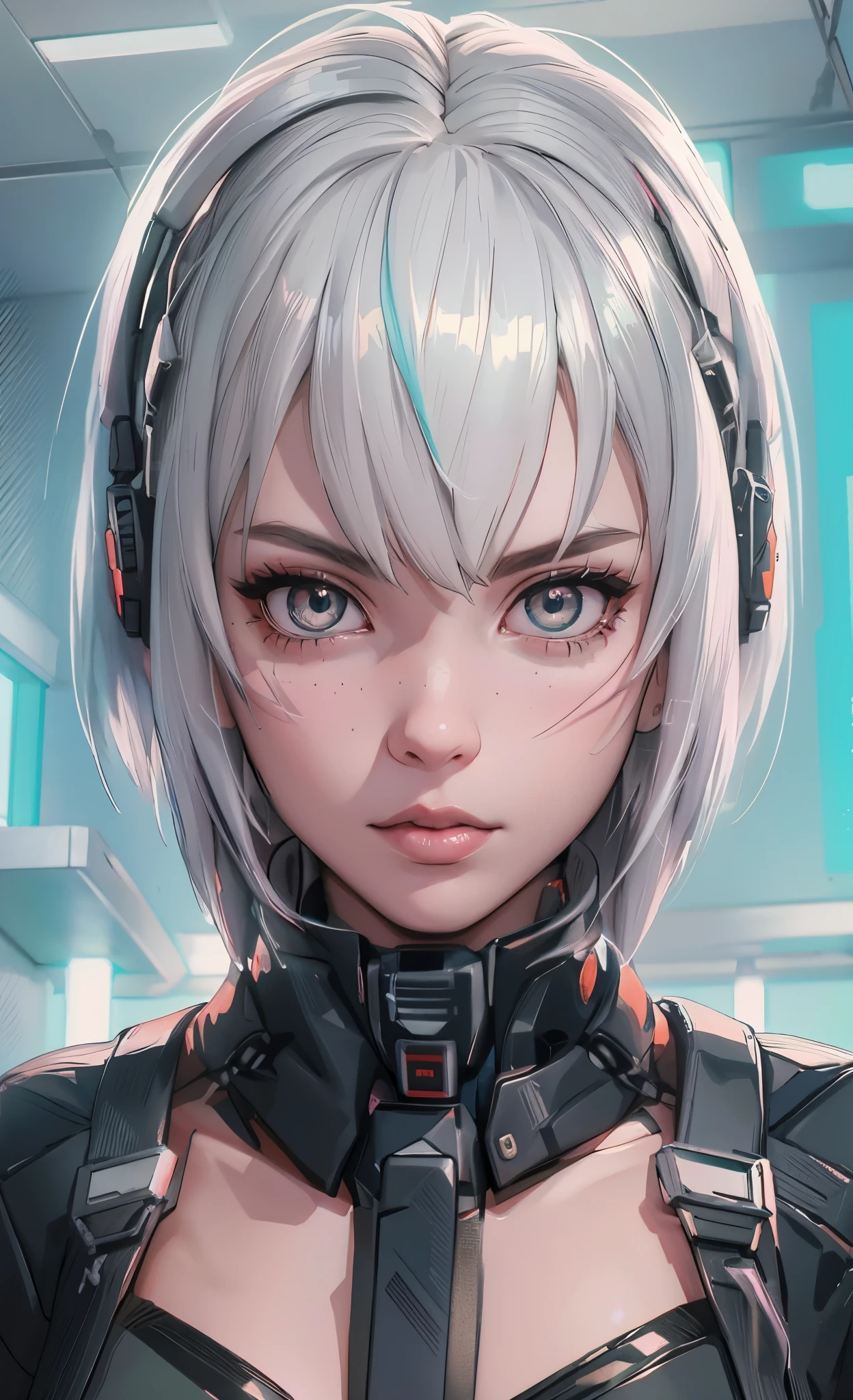 un primer plano de una mujer con cabello verde y auriculares, digital arte del anime ciberpunk, ciberpunk digital - arte anime, chica anime ciberpunk, anime ciberpunk art, chica androide perfecta, chica anime ciberpunk mech, female chica anime ciberpunk, arte del anime ciberpunk, estilo anime 4k, anime ciberpunk, anime ciberpunk moderno, beautiful cyberpunk girl face, cyberpunk dreamy girl, cyber style