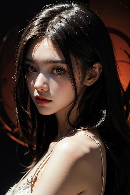 realistic, (masterpiece, top quality, best quality, official art, beautiful and aesthetic: 1.2), very detailed, Devil Girl, black hair, red eyes, Hell Background