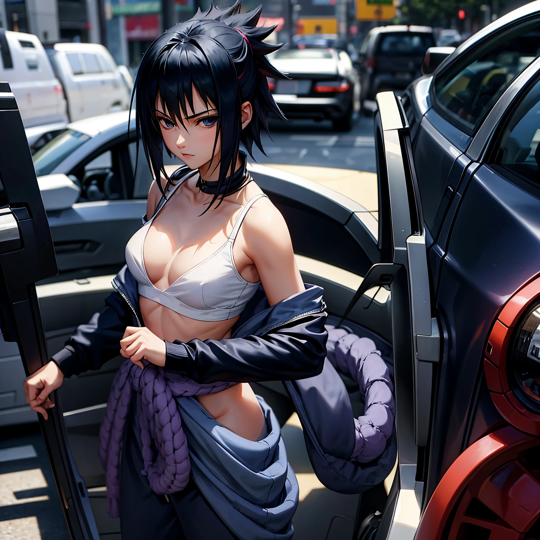 Sasuke in female version with medium breasts 