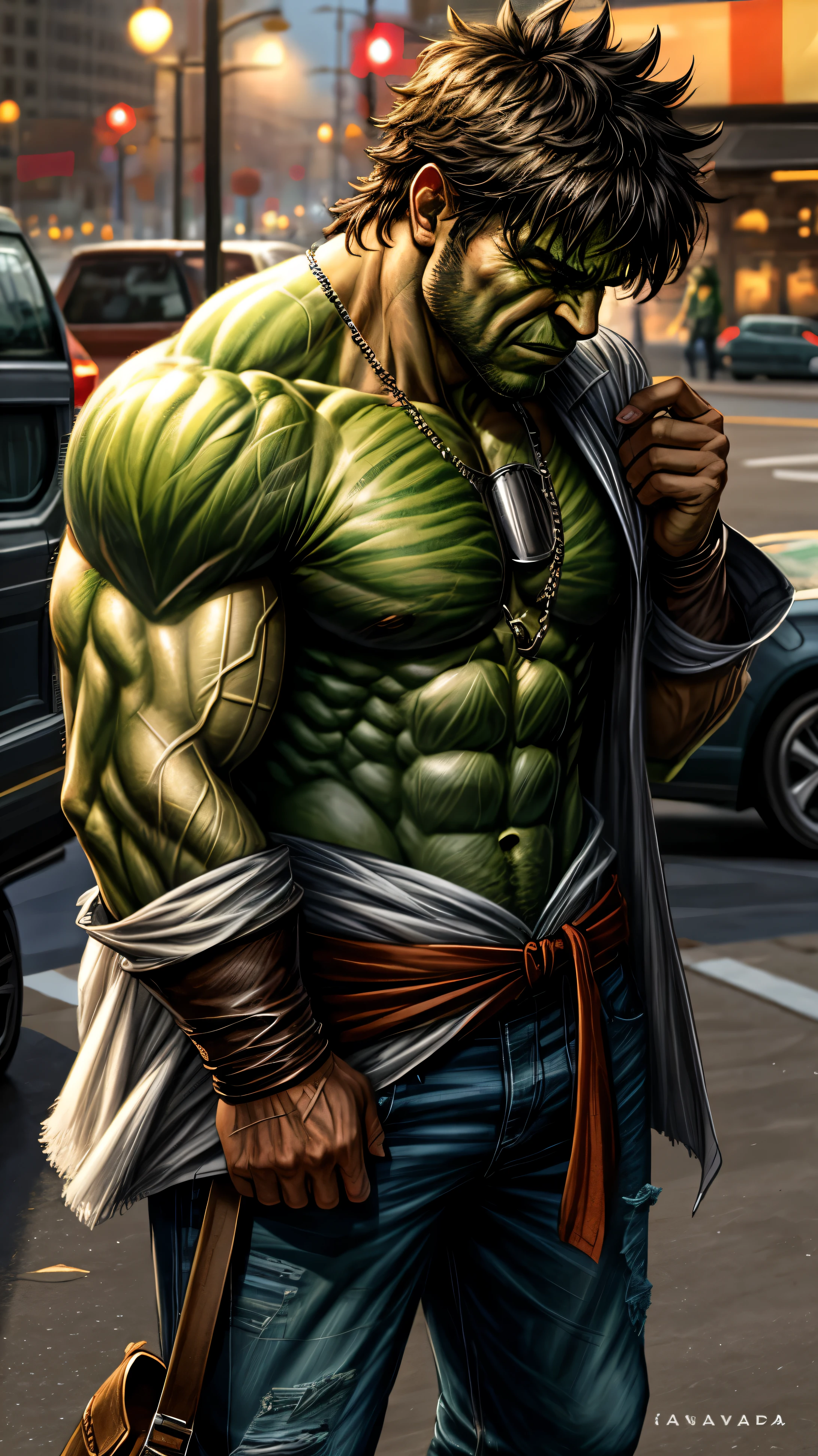 Hulk, Drunken homeless, (closeup cleavage:0.6)