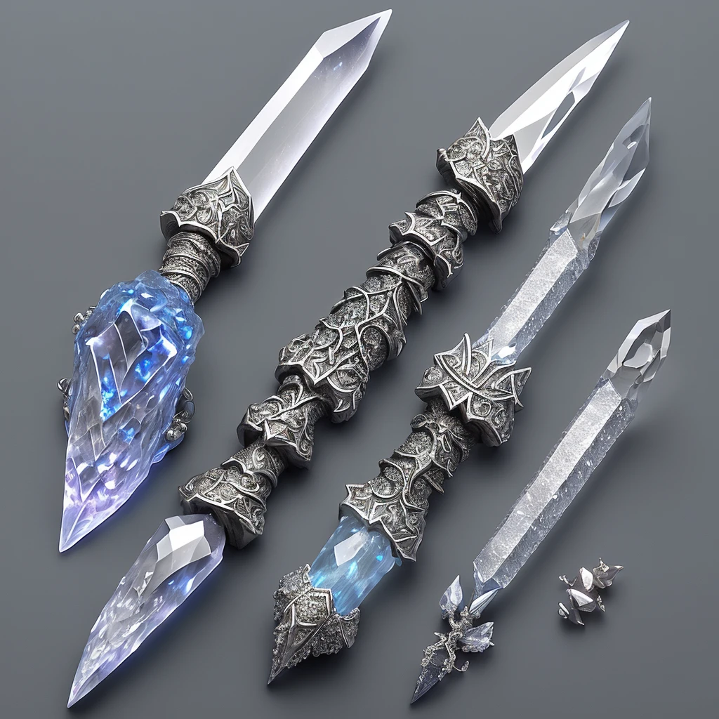 crystal glowing dagger, Medieval