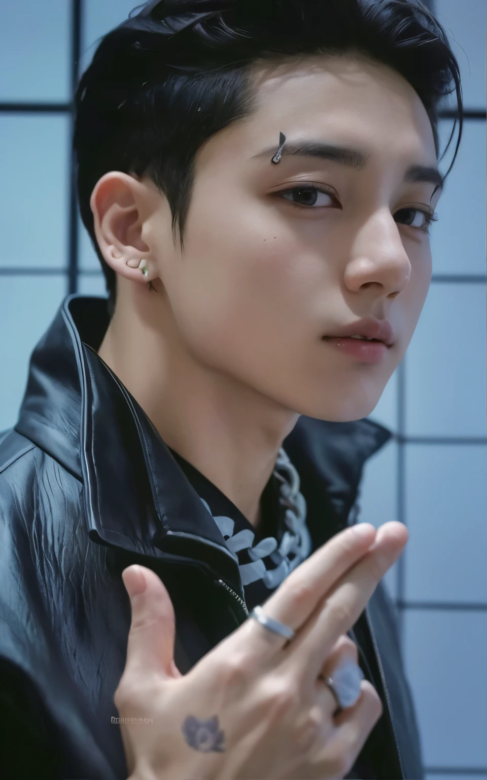 Jungkook com um anel no dedo chateado, Jungkook, inspirado em hyung tae, adorable and pale korean face, young pale angel, Retrato de Jungkook do BTS, androgen