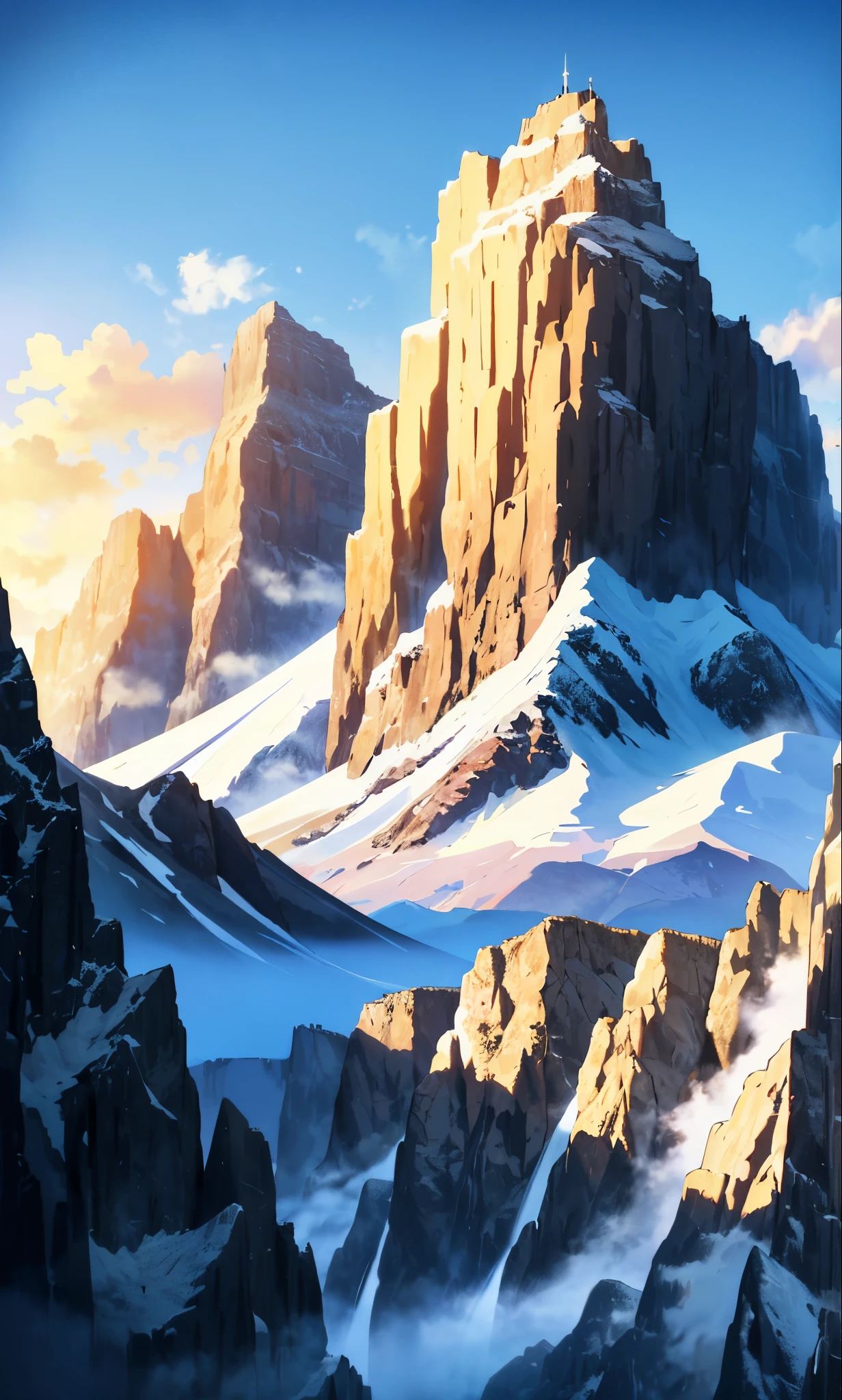 super huge mountain alps great view great nature fantasy huge waterfall high resolution best quality masterpiece