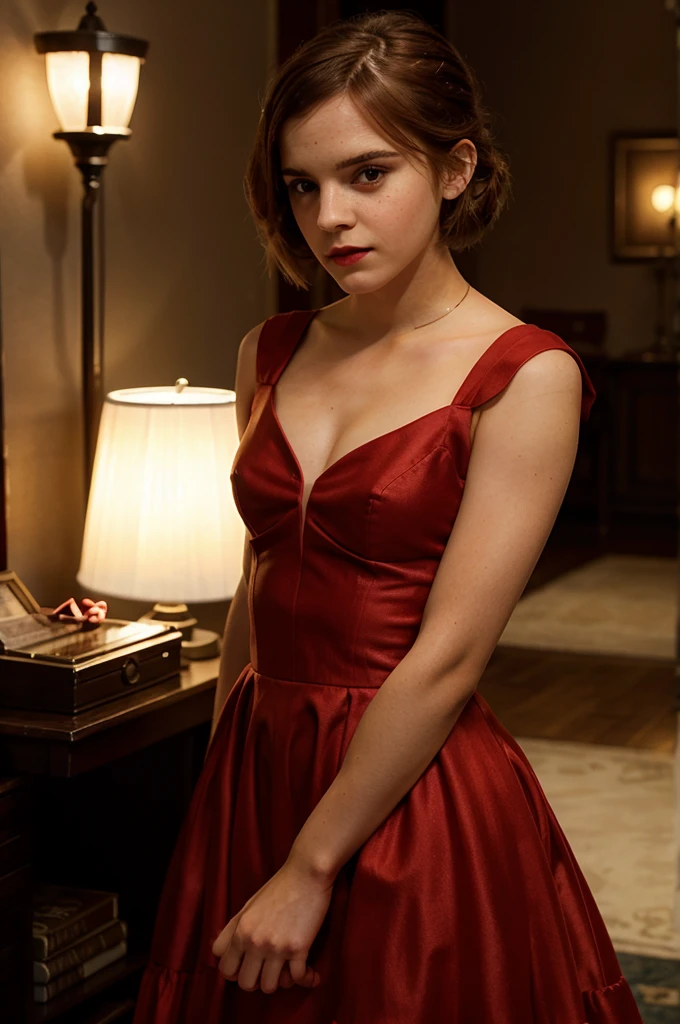 emma watson young red lips dress