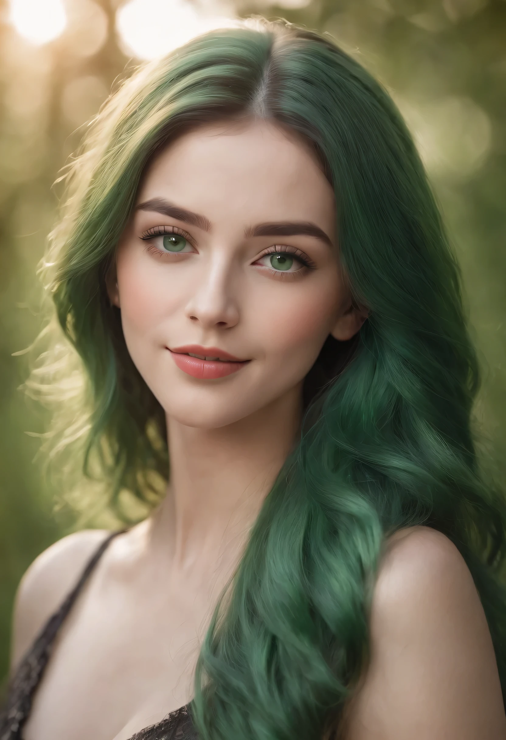 (best quality,highres),
ultra-detailed(realistic:1.37),
beautiful detailed eyes,
beautiful detailed lips,
green hair,
long hair,
green eyes,
smiling,
portrait.