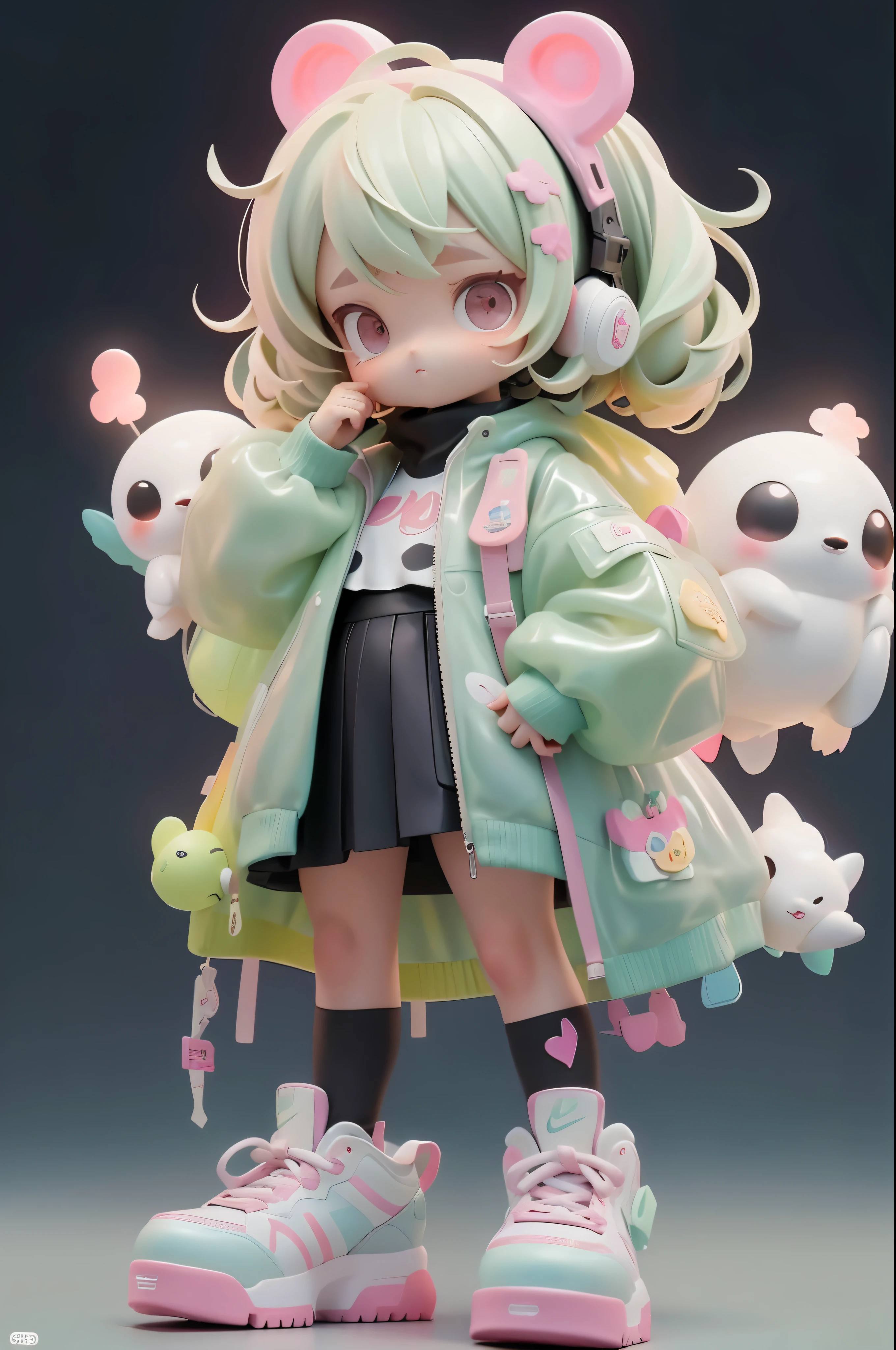 Cute wrapped in clear plastic, chibi, 荧光半透明运动Fashion服装, wearing nike shoes, Candy colors, simple bright background, 3D toys, cyberpunk style, cinema 4d, octane rendering, 3D model, Collectible toys,Nendoroid,Street style,Pixar,Big shoes , Fashion, close up, Full body - AR 3:4 --q 2 50 --None 5 --None 5 --s 100 --Style expression --s 2