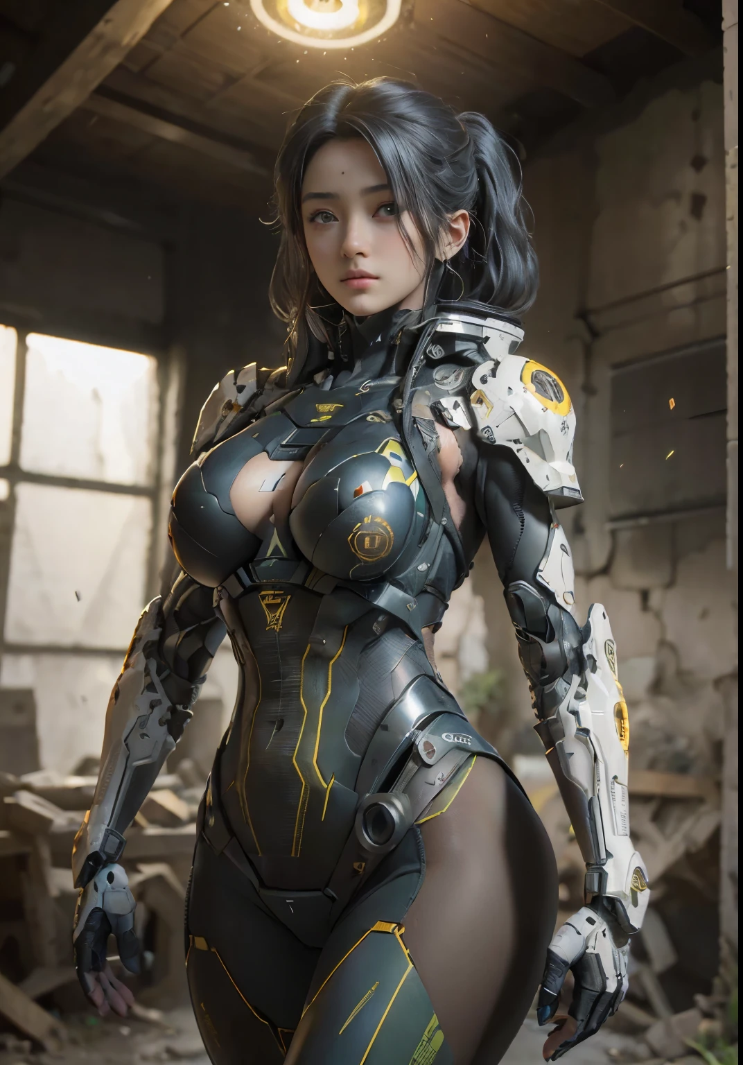 ((mejor calidad)), ((obra maestra)), (muy detallado: 1.3), ....3D, shitu-mecha, hermosa mujere cyberpunk con su mecha en las ruinas de la ciudad de una guerra olvidada, ancient technology, HDR (High Dymanic Range), Trazado de rayos, NVIDIA RTX, superresolución, Irreal 5, Sub-Surface terring, PBR texturizado, posprocesamiento, Anisotropic filtering, profundidad de campo, Maximum clarity and sharpness, Texturas multicapa, mapas de albedo y especulares, sombreado de superficie, Accurate simulation of light-material inteoporciones perfectas, octanaje renderizado, two tone lighting, ISO bajo, balance de blancos, regla de tercios, apertura amplia, 8K RAW, Efficient Sub-Pixel, sub-pixel convolution, Luminescent Particles, Light scattering, efeTyndall