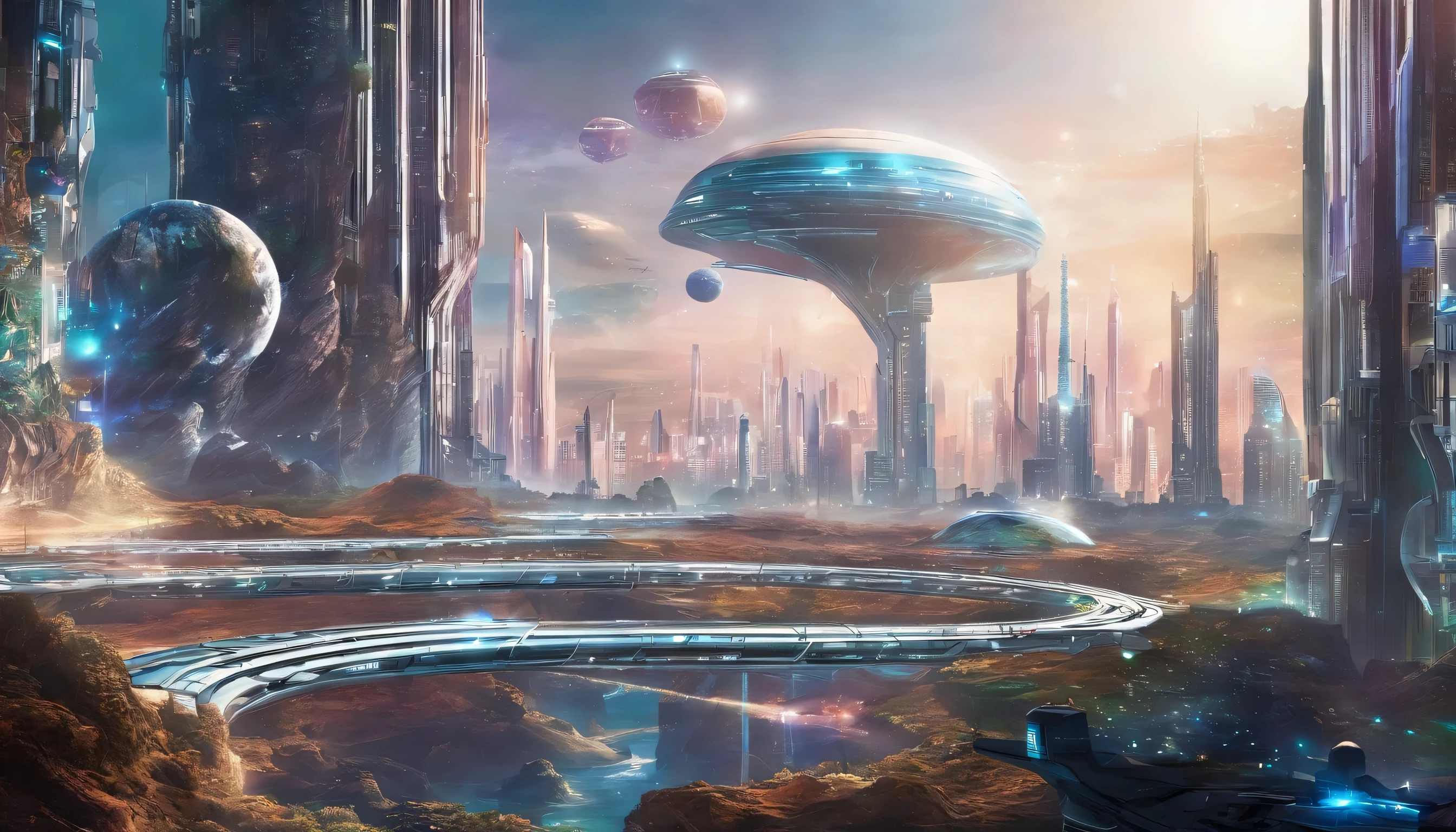 big city made of minerais de cristais longs formando uma linda cidade futuristica