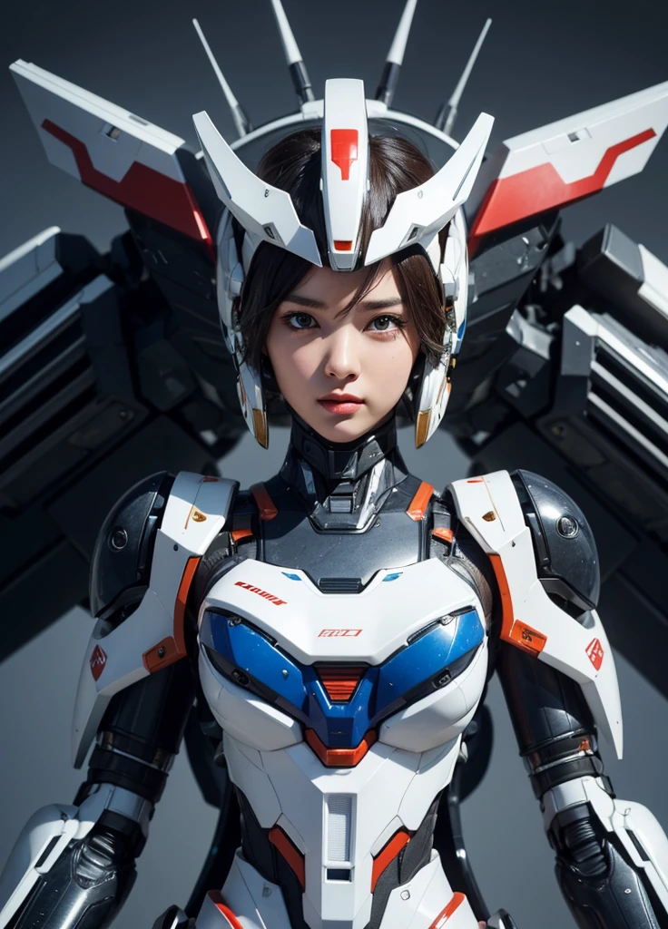 Textured skin, Super Detail, high details, High quality, Best Quality, hight resolution, 1080p, hard disk, Beautiful,(cyborgs),(Missiles from the chest),(Machine gun from both hands),beautiful cyborg woman,Mecha Cyborg Girl,Battle Mode,Girl with a Mecha Body,She wears a battle cyborg mech with a weapon,Fulll body Shot