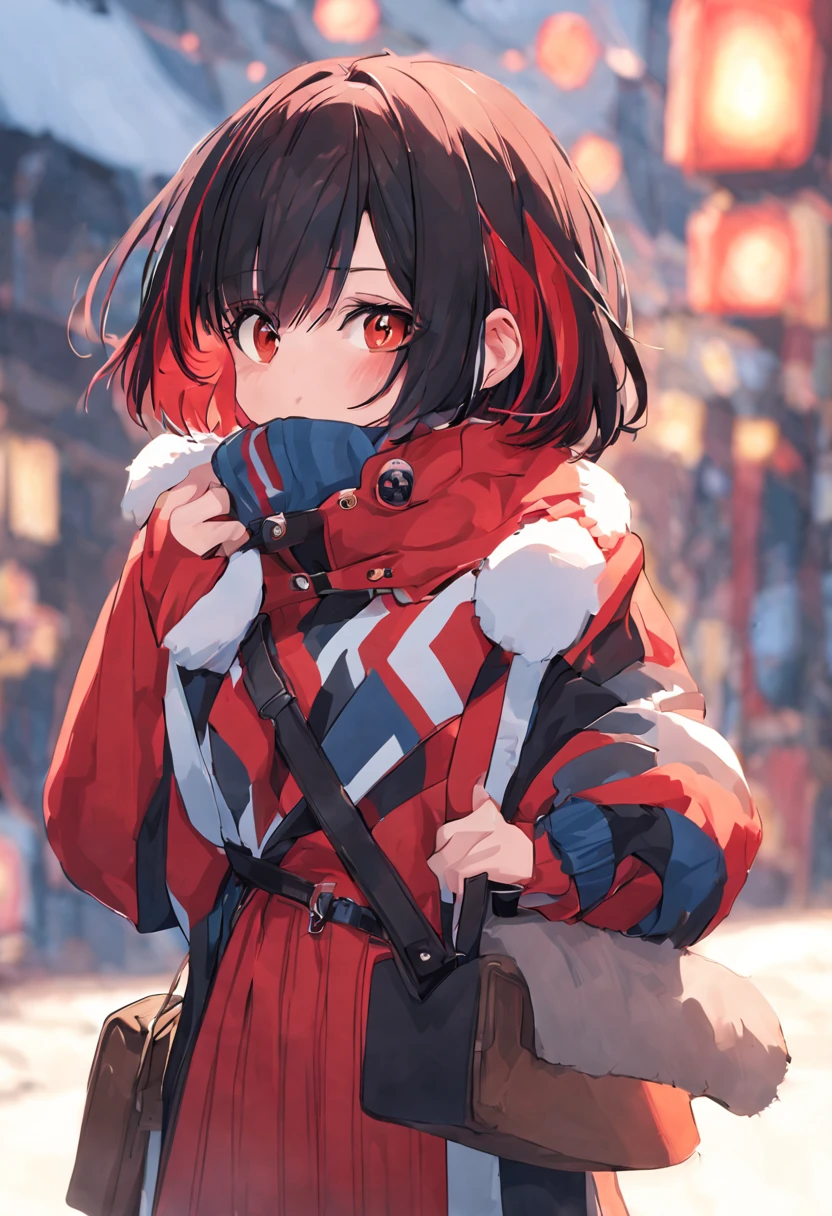 muff, Red hair, black hair, multicoloRed hair, short hair,