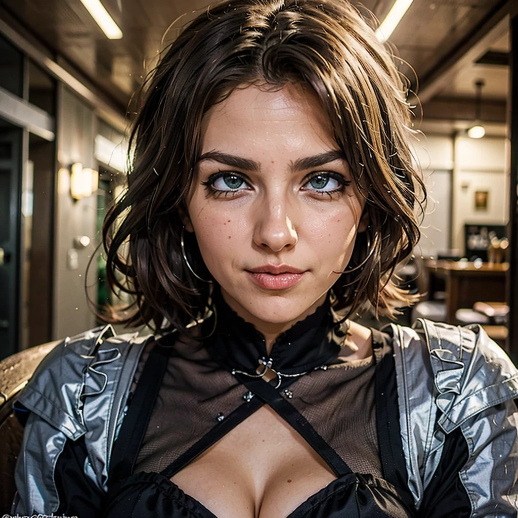 Overall appearance:
Altura: 1,70 metros
Peso: 65 kg
Cabelos ondulados, negros com mechas verdes.
Olhos cativantes, intensificados pelo verde esmeralda.
Corpo esguio e gracioso, destacando curvas suaves e provocativas.
Vestimenta Exuberante:
Traje majestoso que combina elementos de diferentes estilos, revealing sophistication and sensuality.
Tatuagens sensuais, adding an exotic and mysterious touch.
Facial expression:
Enigmatic smile, combined with seductive looks that convey confidence and provocation.
Posture and Presence:
Postura ereta e confiante, expressing a real and imposing presence.
Carisma que deixa uma marca duradoura, mixing Viviane's seduction with the majesty of Empress Margô.
Ambiente Preferido:
Locais noturnos e misteriosos, where your presence stands out.
Assinatura:
"Edson Souza Leite, da Eddy Digital Solutions, exclusividade ESL."