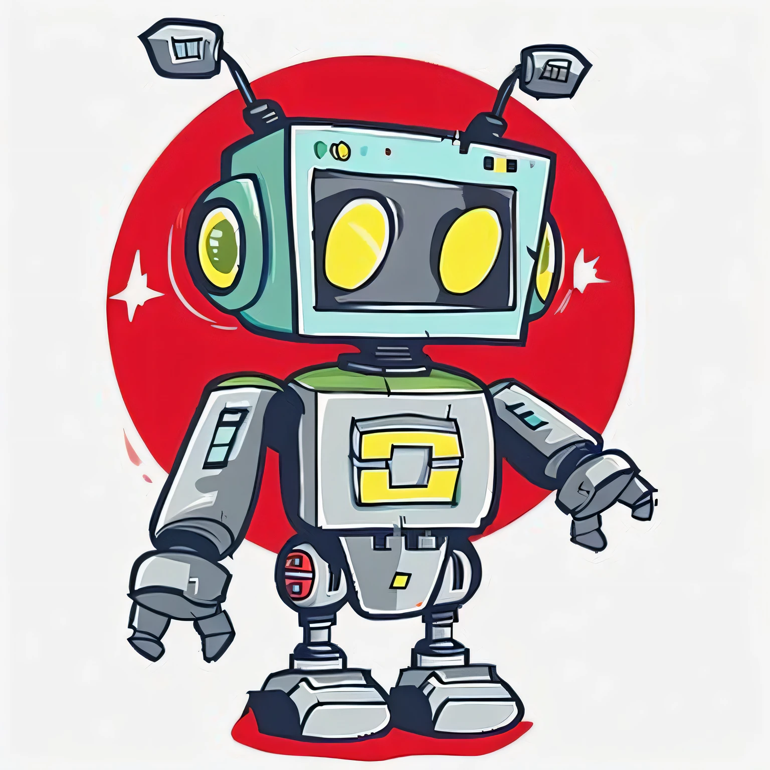 cartoon robot with a red background, cute robot, a robot, ((robot)), robot design, cute elaborate epic robot, pirate robot, cybertronic robot, tintoy characterdesign robot, round robot, robot body, robot portrait, half robot, beautiful robot character design, large robot, super cute robot face, gangsta robot, wretched 
