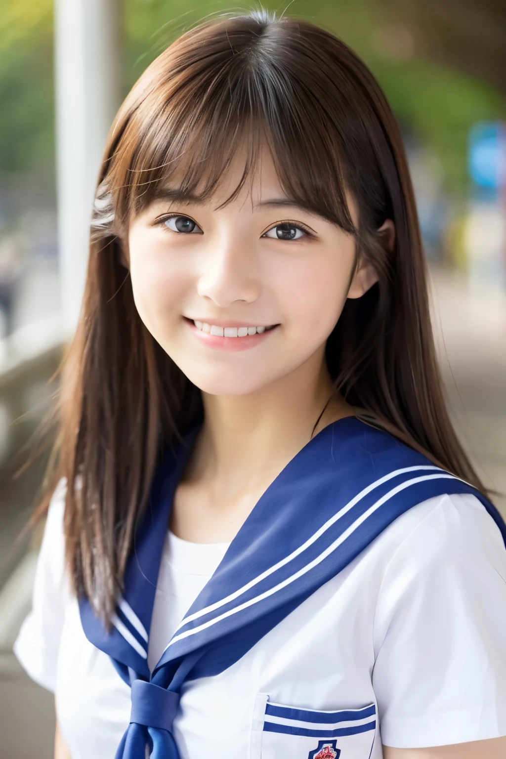 17 year old female、Close-up、
big breasts、white skin、
Smiling Japan model、
cute gravure idol、
young gravure idol、
若くてcute gravure idol、
リアルにcute gravure idol、
笑顔がcute gravure idol、
sophisticated gravure idol、(white short sleeve sailor uniform、Japanese high school uniform、japanese girl uniform、