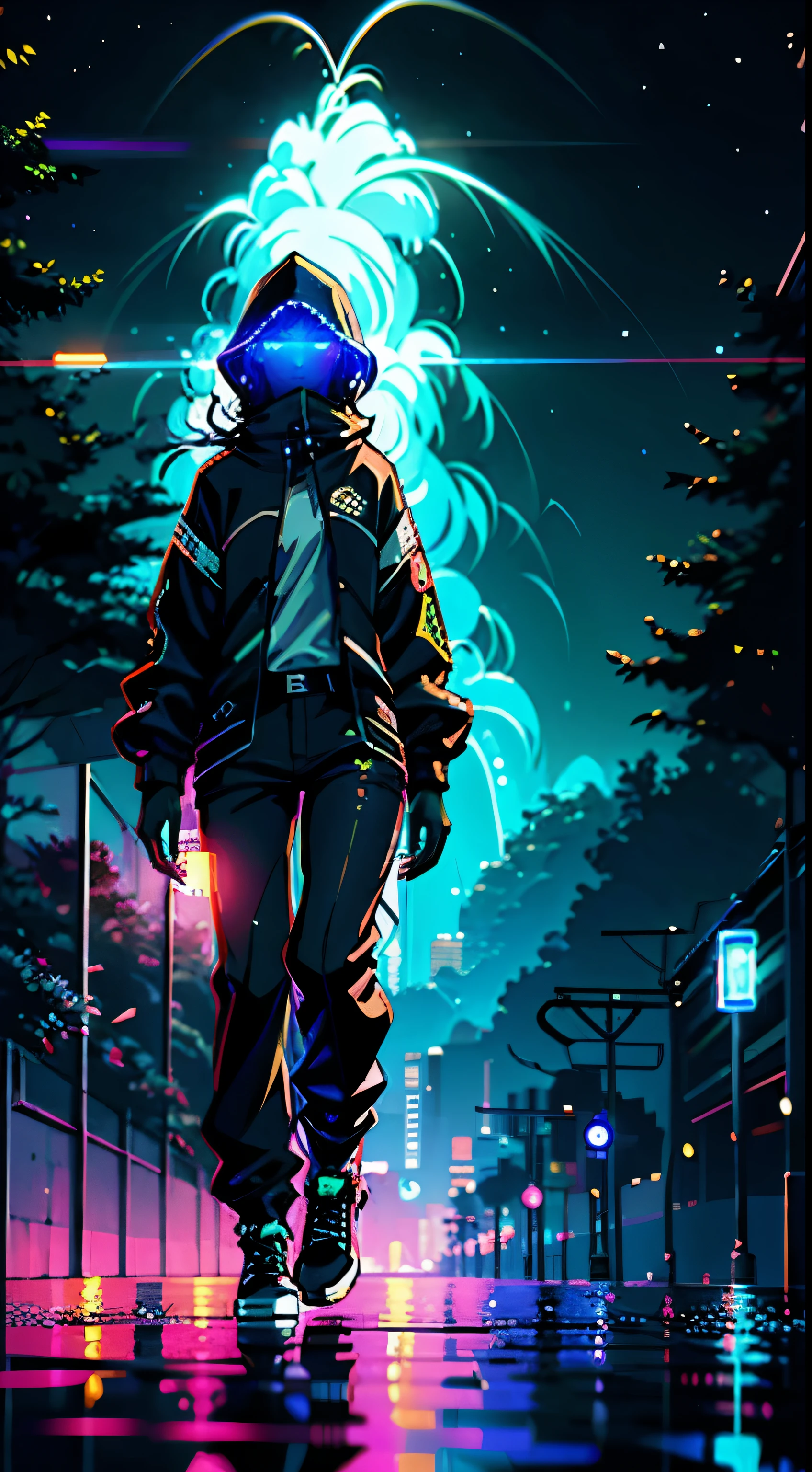 1Garota, Sozinho, Garota, roupa futurista, neon shooter, very beautiful Ciberpunk atiradora, Ciberpunk atiradora, estilo atirador de elite, Ciberpunk victo ngai style, Ciberpunk neon style, ciberpunk, Ciberpunk neon, tecnomante, personagem de videogame, synthetic wave image, Ciberpunk, arte conceitual brilho neon, Lua, lanterna, noite, Sozinho, ar livre, sky, full Lua, chuva, montanha, Nuvem, noite sky, franja, tree, reflection, Nuvem sky, {{(obra de arte),(Papel de parede extremamente detalhado da unidade CG 8k),melhor qualidade,Sozinho,cinematic lighting,fundo detalhado,beautiful olhos detalhados,Alunos brilhantes,(extremamente delicado e lindo),(Beautiful and detailed description of the eyes),ultra-detalhado,obra de arte,}}, olhos detalhados, olhos lindos, olhos realistas, olhos lindos, olhos perfeitos, vista traseira, (anamorphic rays, chuva)