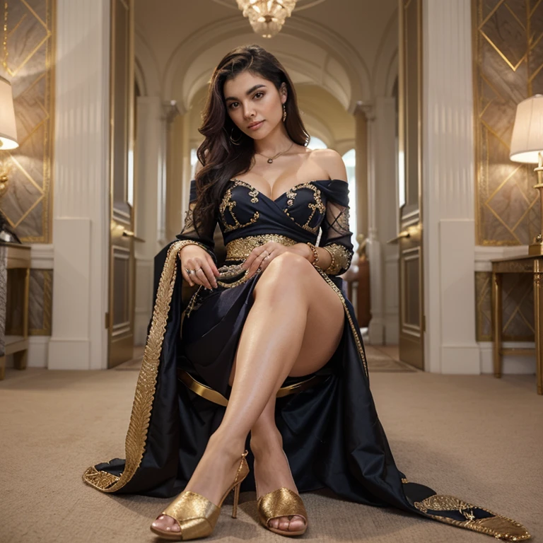 "Vivian, a Meretriz Margo, surge como uma figura majestosa, a queen of seduction with an imposing height of 1,75 metros. Your honey eyes display confidence and mystery, while her black hair with purple highlights falls in luxurious waves down to her shoulders. Dressed in a splendid long and richly ornamented dress, com detalhes em renda e pedrarias, ela ostenta uma coroa de pedras preciosas que simboliza sua realeza. O manto luxuoso, embellished with royal patterns and golden details, completa o conjunto, giving Vivian a majestic presence as she commands her domains. Joias requintadas, incluindo brincos pendentes e pulseiras de pedras preciosas, adornam sua figura, adding a touch of opulence to your style. Your feet are shod in elegant shoes, e cada detalhe, from rings to brooches, is precisely chosen to complement its aura of authority and mystery. A fusion of real and provocative elements creates a unique and impactful image.

— Edson Souza Leite, da Eddy Digital Solutions, exclusividade ESL."