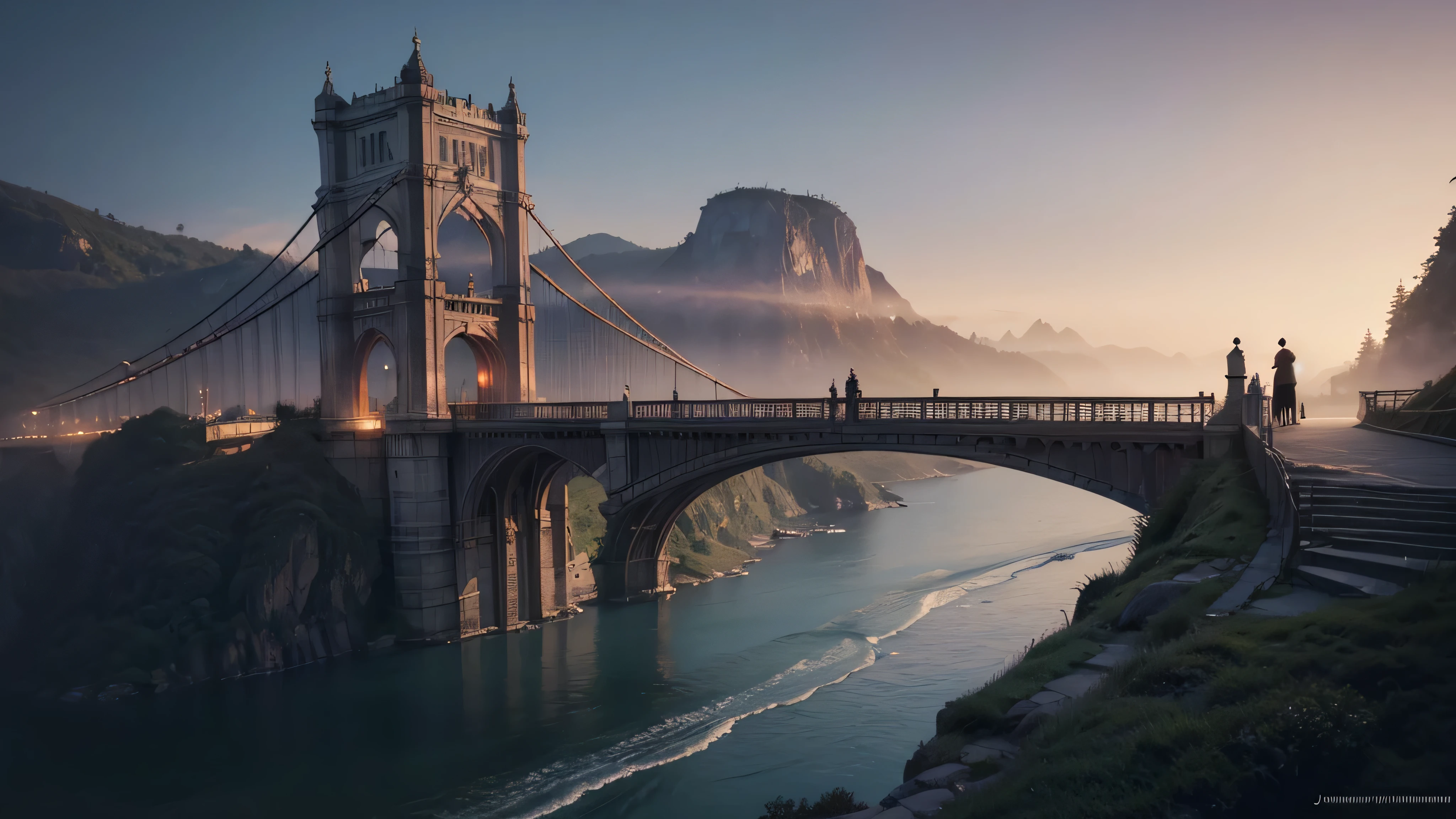 bridge between the worlds, magnificent, close up, details, sharp focus, elegant, highly detailed, illustration, intricate, beautiful, Trending artstation, pixiv, digital Art, by Jordan Grimmer and greg rutkowski, WLOP, Studio Ghibli,