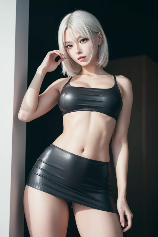 there is a woman with a very large breast posing for a picture, 2 b, 2b, with abs, perfect white haired girl, photo of slim girl model, naked, without cloth, no pant, no top, no bra, no underwear, no panties, open her thighs and legs, show pink vagina, wet vagina, pink nipple, beautiful midriff, sexy look, anime girl in real life, beautiful cyberpunk woman model, shot on canon eos r5, shot on canon eos r 5, shoot from the top view