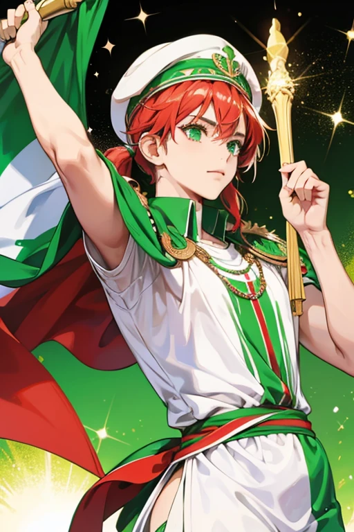 Algeria mascot using the flag color green, white and red; glitter