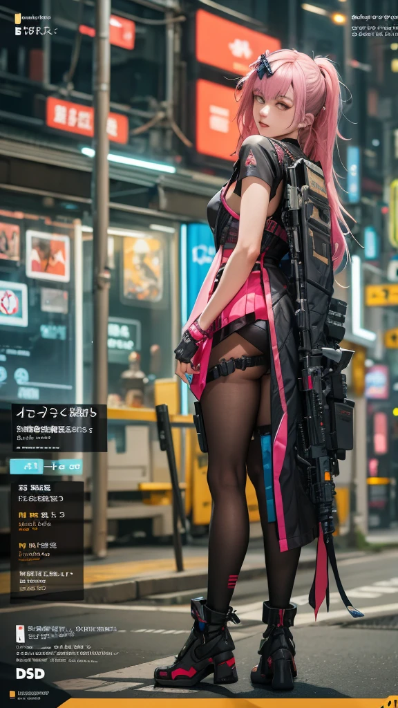 there is a woman in a red and gold outfit standing next to a blue and pink poster, trending on artstation pixiv, octane. trending on artstation, digital cyberpunk anime art, cyberpunk character design, fine details. girls frontline, from girls frontline, girls frontline style, expert high detail concept art, style of cyberpunk, digital cyberpunk - anime art, cyberpunk anime girl 