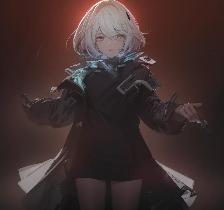 (ruined city), grim reaper, black scythe, robe, absurdres, RAW photo, extremely delicate and beautiful, masterpiece, Best Quality, ultra high resolution, 32k, hyperrealistic, ultra-detailed, detailed description, pale skin, 20 years old, tearful mole, earring, short medium hair, wavy hair, whole body shot,