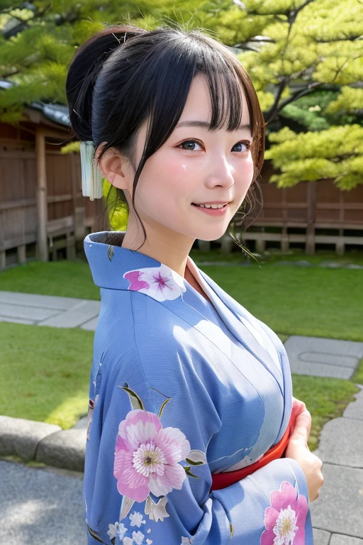 Crying face of a beautiful girl in Japan kimono High quality