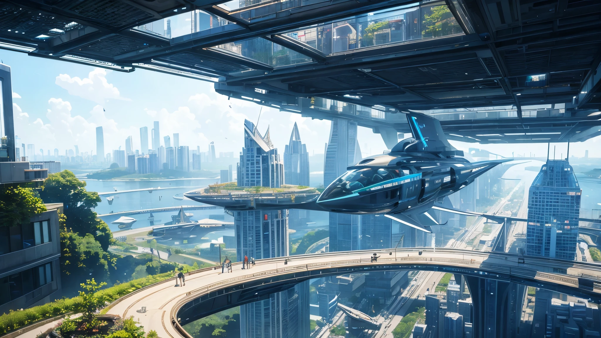 Immersive and breathtaking, this masterpiece of urban design boasts the best quality visuals with its 4K resolution, capturing every minute detail in stunning 8K clarity. The futuristic floating city hovers gracefully in the sky, adorned with advanced technology and a huge urban high-tech tablet platform. Airships of varying sizes glide effortlessly through the air, adding to the enchantment of this futuristic cityscape.
As you explore this high-tech haven, you'll be mesmerized by the colorful lights that illuminate the advanced architecture. The city seamlessly blends with nature, creating an energetic and vibrant atmosphere. A futuristic transportation system suspends parking, allowing for a seamless and tranquil journey on a transparent path. Sky gardens and lush greenery cascade throughout, complemented by sparkling