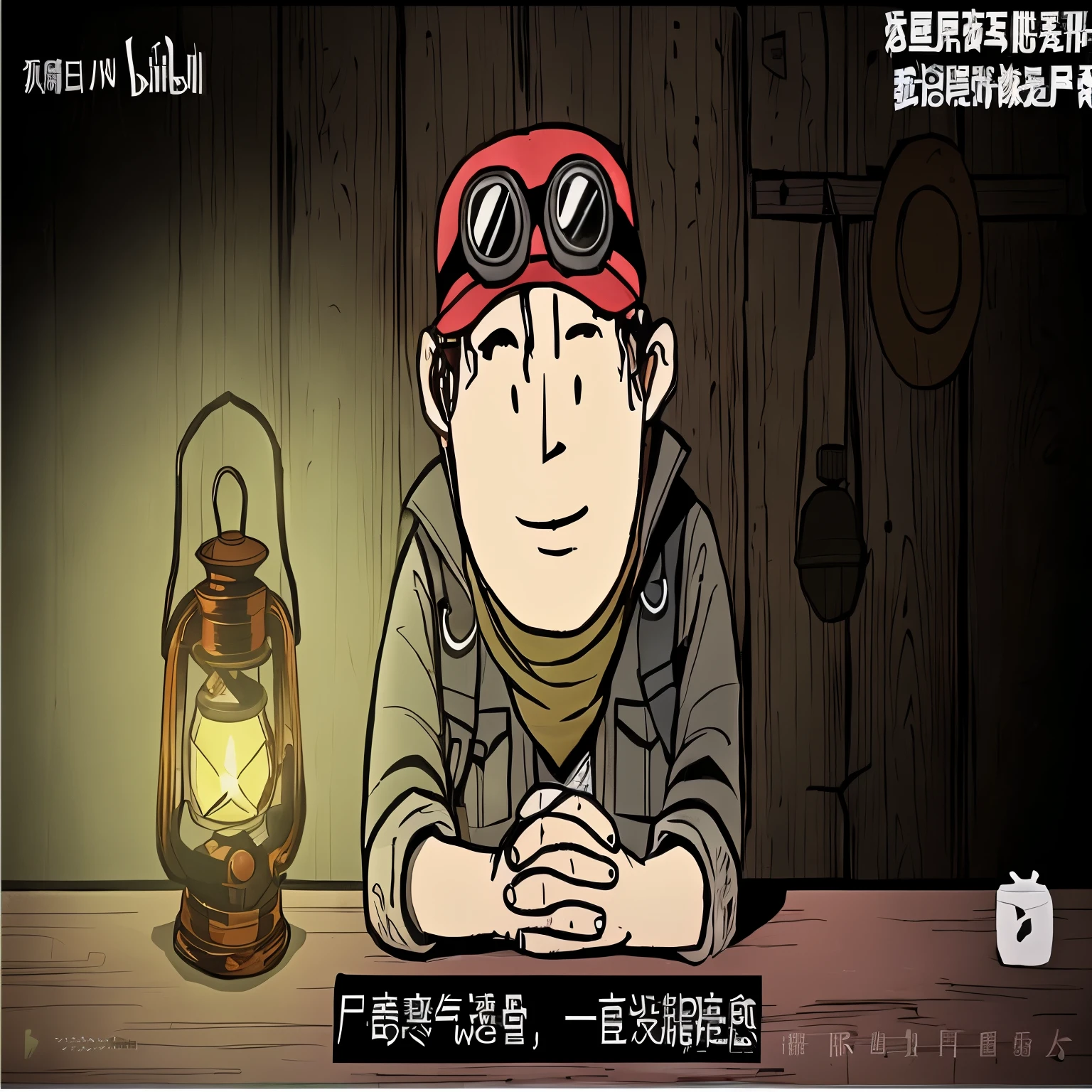 A detective sits at the table,Cartoon with a lantern in front of you, Chiba Yudai, Wang Chen, Animation movie stills, cartoon, Cartoon tofu potatoes, animation stills, video game cutscene, Inspired by Yoshihiko Wada, red line anime style, cutscene,The background is the library,open mouth
