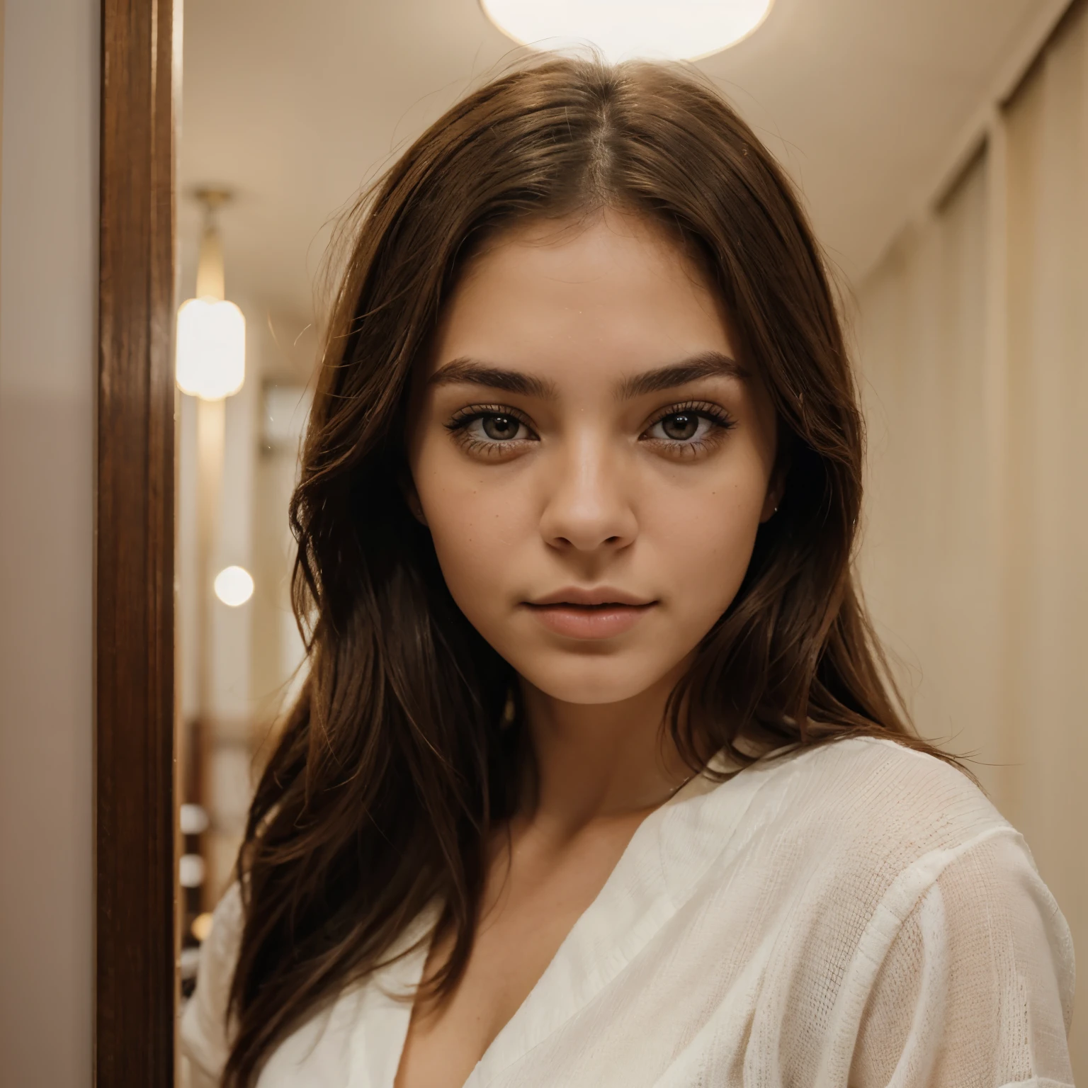 Female 23 years old, piel monera, light brown eyes, cara perfilada 