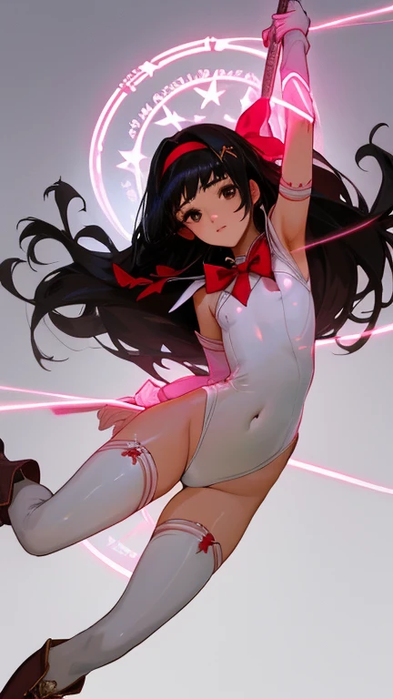 {{{{amazing quality, great quality, high quality, very aesthetic, aesthetic, best quality}}}}, 
realistic, photo, shadow, Three-dimensional, absurdres, Digital art, 
{{{{Magical girl}}}}, beautiful girl, one girl, 
black hair, long straight hair, hair, trimmed hair, shiny hair, blunt bangs, short sideburns, 
brown eyes, tareme, 
{{flat chest}}, {{small breasts}}, {{detailed body}}, slim thighs, thin thighs, 
{{white leotard}, {leotard peek}}, {{pink sailor collar}}, {{pink elbow_gloves}}, {{red boots}}, 
ribbon trim, red bow tie, heart brooch, thigh strap, white headband, white circlet, white cloak, 
{{both shoulders expose}}, {{covered navel}}, 
{{magic circle}}, troubled face, defeat, distress, resistance, absurdres, sexual pleasure, shy, orgasm, sensitive body, trembling, Sweat, disheveled hair, nipple, groin, vagina, Intercrural legs, rape, clothed sex, Multiple enemies attack the girl, {{{torn clothes}}}, {{{wet clothes}}}, {{{melted clothes}}}, {{{transparent clothes}}}, {{{damaged clothes}}}, Completely nude, half-naked, Multiple enemies tickles girl, Multiple enemies tickles girl's armpits, Multiple enemies tickles girl's side, Multiple enemies restrains girl's hands above head, armpit, Screaming, closed eyes, tears, Multiple hands attack the girl, Multiple hands rub the girl, Multiple hands fuck the girl, Transparent pink tentacles attack the girl, Multiple tentacles wrap around the girl's body, Multiple tentacles wraps around the girl's arm, Multiple tentacles wraps around a girl's leg, Multiple tentacles caress the girl's nipples, Multiple tentacles caresses the girl's crotch, girl gets wet, girl takes a bath, tentacle bath, wet hair, girl take a shower, girl looks up at the ceiling, girl raises her hands above her head, A girl is immersed up to her waist in cloudy liquid, A girl is immersed up to her shoulders in cloudy liquid, A girl is covered in cloudy liquid, 