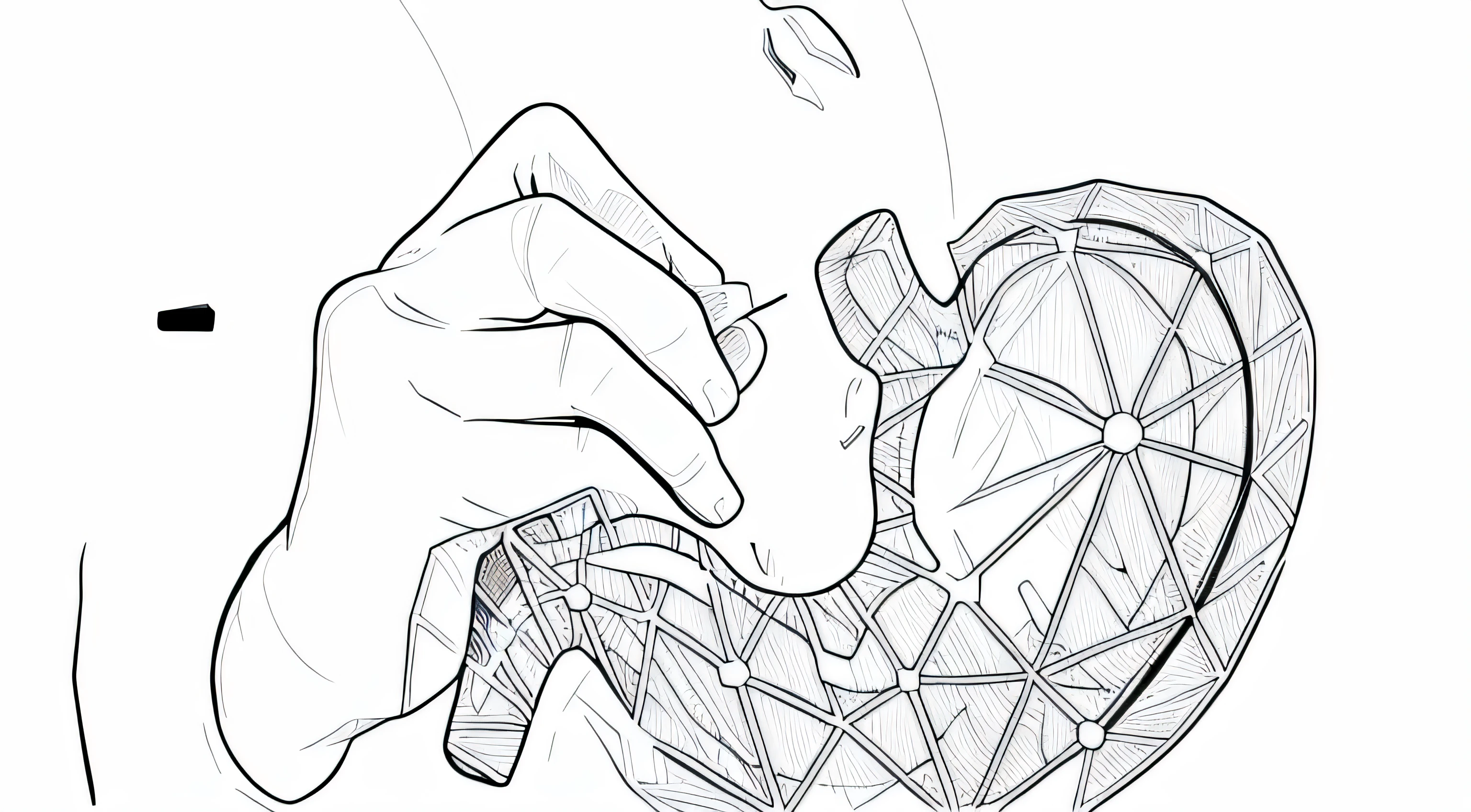 Hand with stomach, line drawing, Ultra HD, 4K