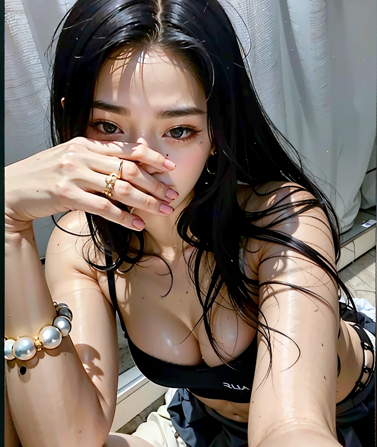 Asian woman devastated in a black bra and bracelet, linda jovem coreana, coreana, linda mulher sul-coreana, beautiful chinese model, 18 anos de idade, look sexy at the camera, 2 modelo feminino de 4 anos, boa jovem, 22 anos de idade, pose atraente, ela tem cerca de 2 0 anos