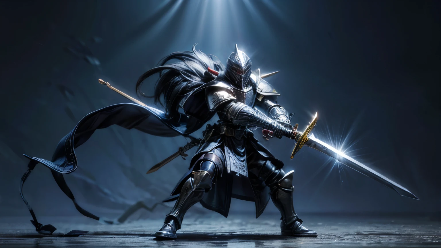 full body, with sword, knight , beautiful background