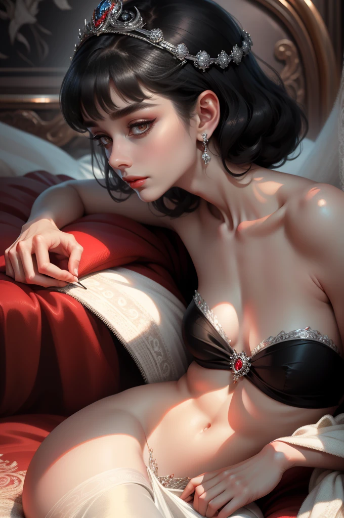 (Masterpiece - Ultra-Detailed, High Resolution) Prepare to be enchanted by a true masterpiece that combines ultra-detailed art with high-resolution rendering. This work shows a mesmerizing woman, with short, black hair, 1928s style, Audrey Hepburn (1.3) and captivating dark brown eyes (1.2), New York illustration style, wearing red lipstick, emanating an aura of elegance and mystery. Wearing classic victorian dress 1928s clothing. Intricate details and realistic textures invite you to explore every aspect of this enchanting composition. Black dress. reading, writing, walking, backwards, lying down, standing, dynamic poses, mouth closed. Different posture , dynamic poses, mouth closed. Different posture, with chin resting on shoulder. Get ready to dive into a world where beauty and craftsmanship merge perfectly.