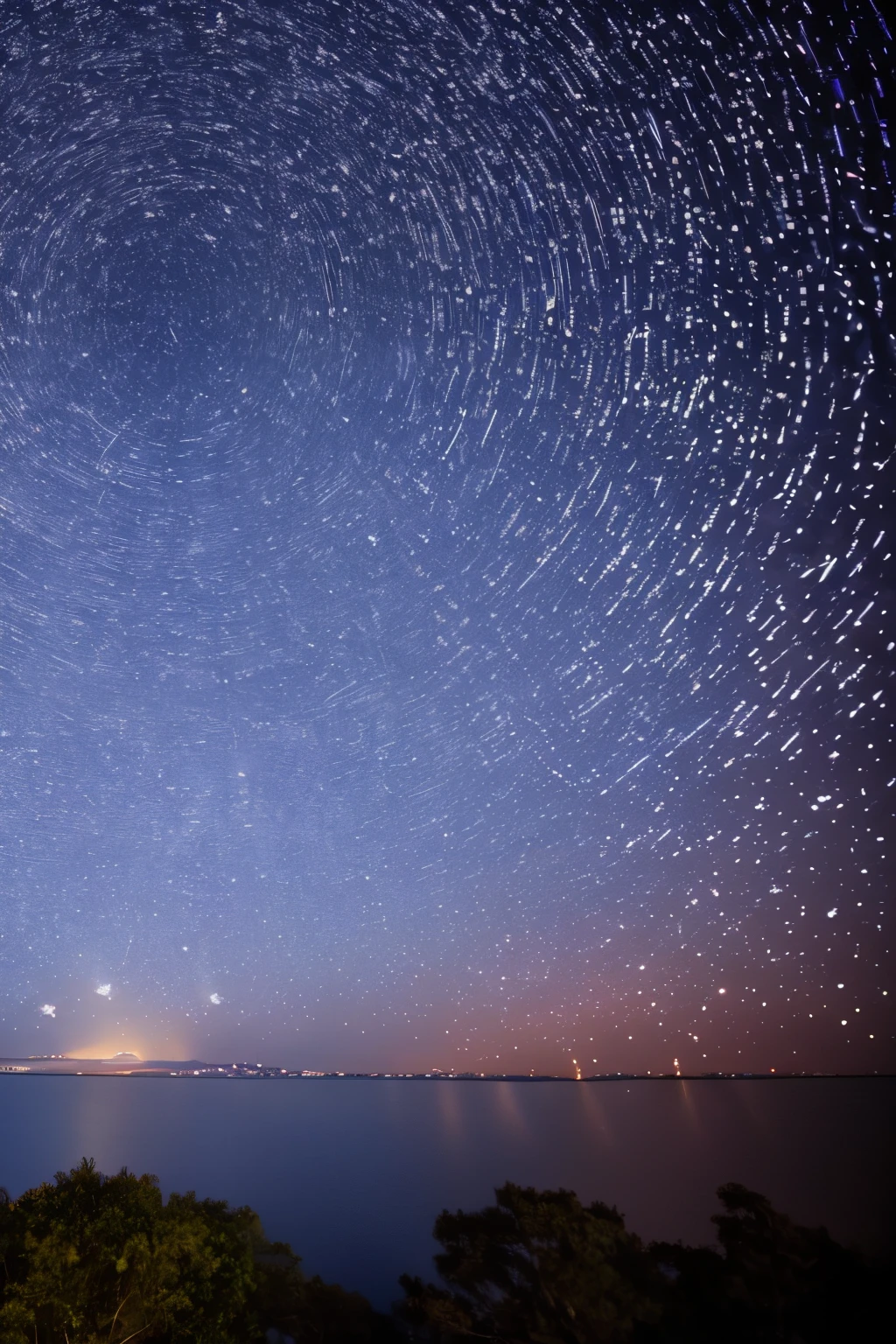 from above, starry sky and light trails seen from the Subaru Telescope, best quality, 32k, RAW photo, incredibly absurdres, extremely detailed, delicate texture