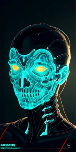 1 Mechanics,detalhes ultra realistas, retrato, global illumination, sombras, Octane rendering, 8k, ultra sharp,Intricado, ornamentos detalhados, cores frias, metal, Detalhe Egypician, highly Intricado details, luz realista, trends at CGSociety, olhos brilhantes, front camera, neon details, mechanical members,Blood Vessels Attached to Tubes,mechanical vertebra fixed to the back,mechanical cervical fixation to the neck,sentado,wires and cables connecting to head.