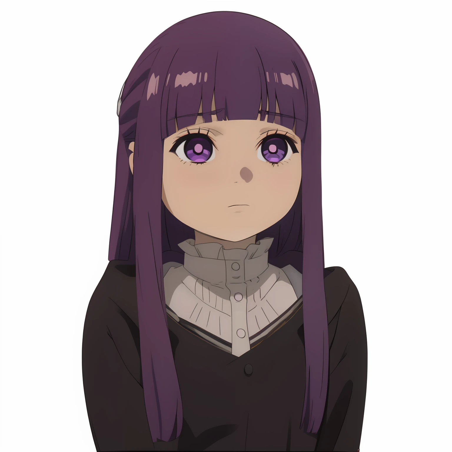 a close up of a person with long hair and purple hair, iwakura lain, yuruyuri, anime moe artstyle, hinata hyuga, tsukasa dokite, close up iwakura lain, misato katsuragi, anime girl named lucy, mai yoneyama, ueshiba riichi, as an anime character, female anime character, sulking face, sulking expression, fern