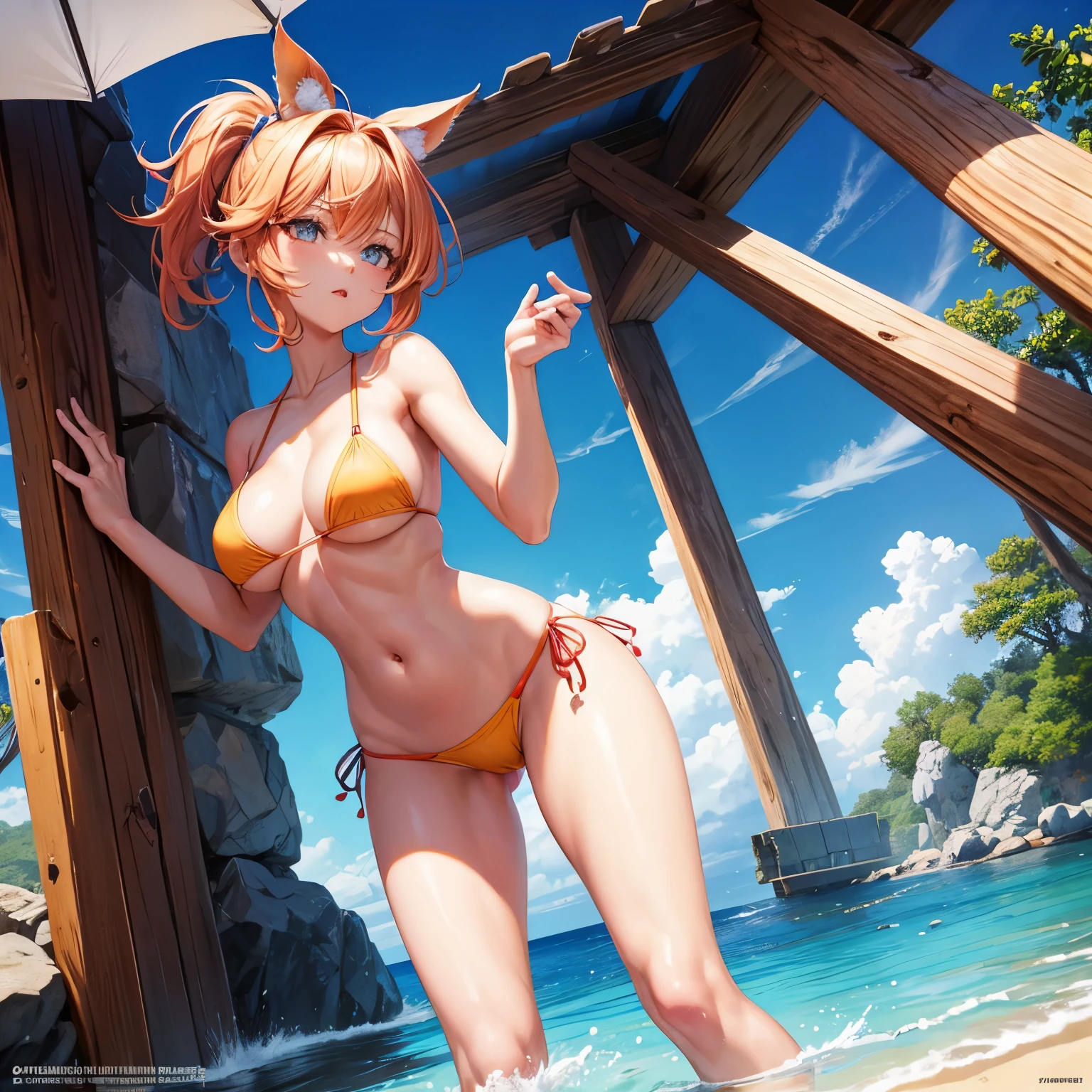 Amber Genshin impact bikini nude open legs anime