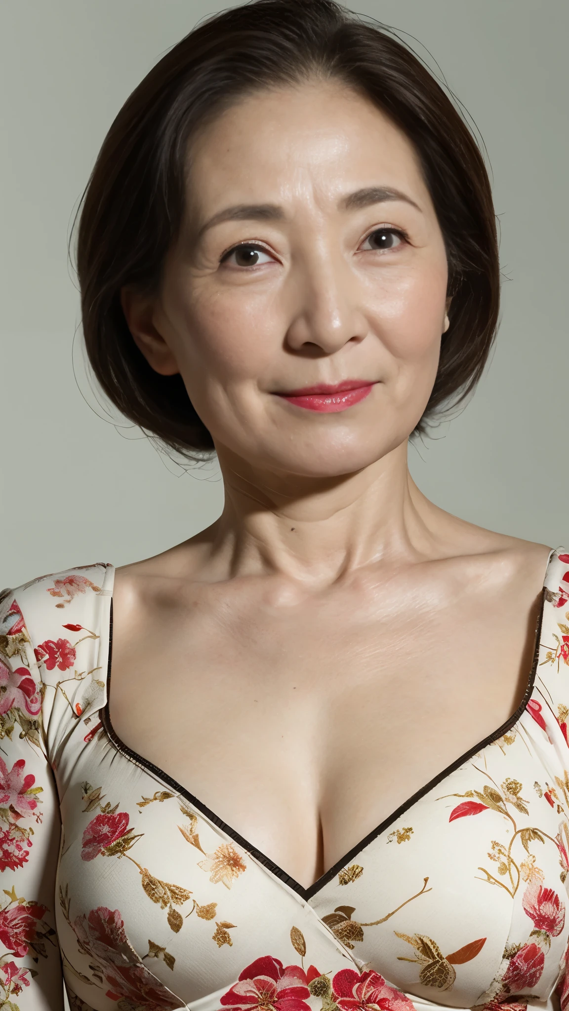 Remove the background, gravure, (long face), describe the lips correctly, red lipstick, from the chest up, elderly AV actress, old face, highest quality, super detailed, realistic, super dense skin, perfect anatomy, (1 Japanese mature woman), (Erotic), 100 years old, big breasts, Bewitching, Glamour, Sexy, pure white skin, looking at the viewer,