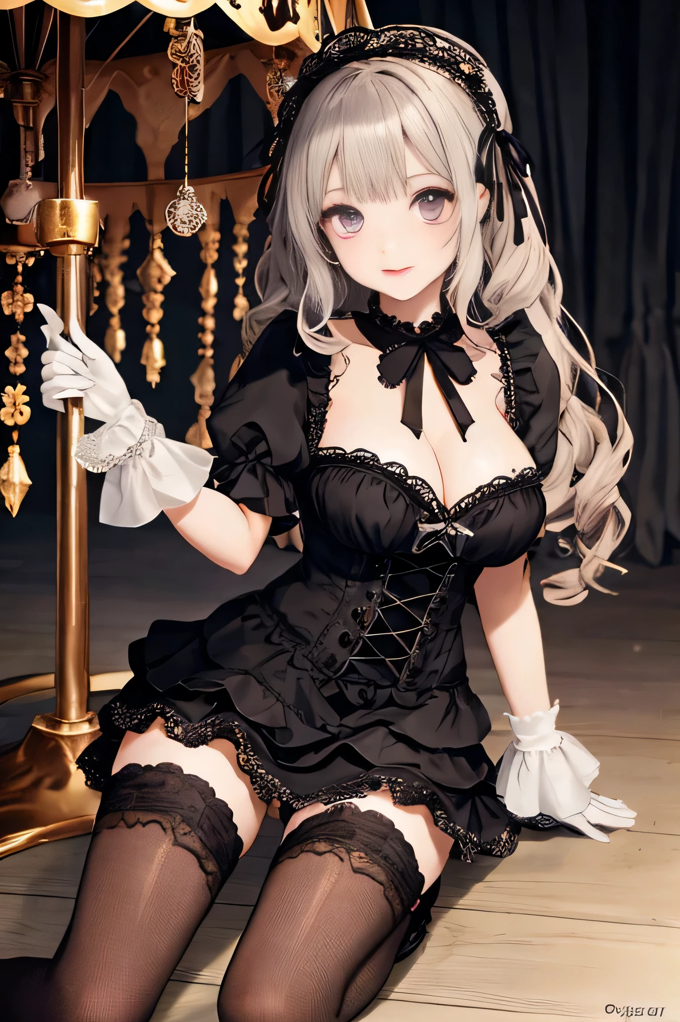 (8K、RAW photo、highest quality、masterpiece:1.2)、detailed background、beautiful and detailed face、beautiful and smooth skin、skin texture、professional lighting、Beautiful teenage girl、sexual expression、Cute Ponytail、(big breasts:1.3)、
Choice of dress or skirt、Gothic Lolita styleで、Mainly dresses and skirts decorated with frills and lace。black or purple、Choose a dark color such as red、Emphasizes the gothic atmosphere。
lace and ruffle accents、For dresses and skirts、Lace and frills are often used。sleeve or skirt hem、By adding lace to the neckline etc..、You can combine cuteness and gothic elements.。
A selection of classic accessories、Gothic Lolita styleで、Classic accessories are key。for example、lace gloves and ribbon、crown-shaped headdress、If you incorporate cross accessories etc..、You can further enhance the gothic atmosphere.。
Selection of socks and tights、Gothic Lolita styleで、Socks and tights are also important items..。To create a contrast with a skirt or dress、It is best to choose black lace socks or fishnet stockings..。
Shoe selection、Gothic Lolita style、bootsやメリーゴーランドシューズとの相性も抜群です。boots、Items decorated with lace, ribbons, etc.、If you choose a thick sole、Can give a more gothic impression。
Makeup and hairstyle、Gothic Lolita style makeup、It is common to wear dark eyeliner and lipstick on fair skin..。As for the hairstyle、I like soft curls or buns.。