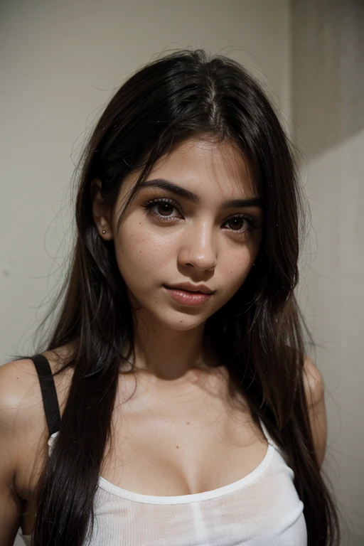 mujer blanca latina, cabello negro, ojos verde claro, pechos grandes, lenceria