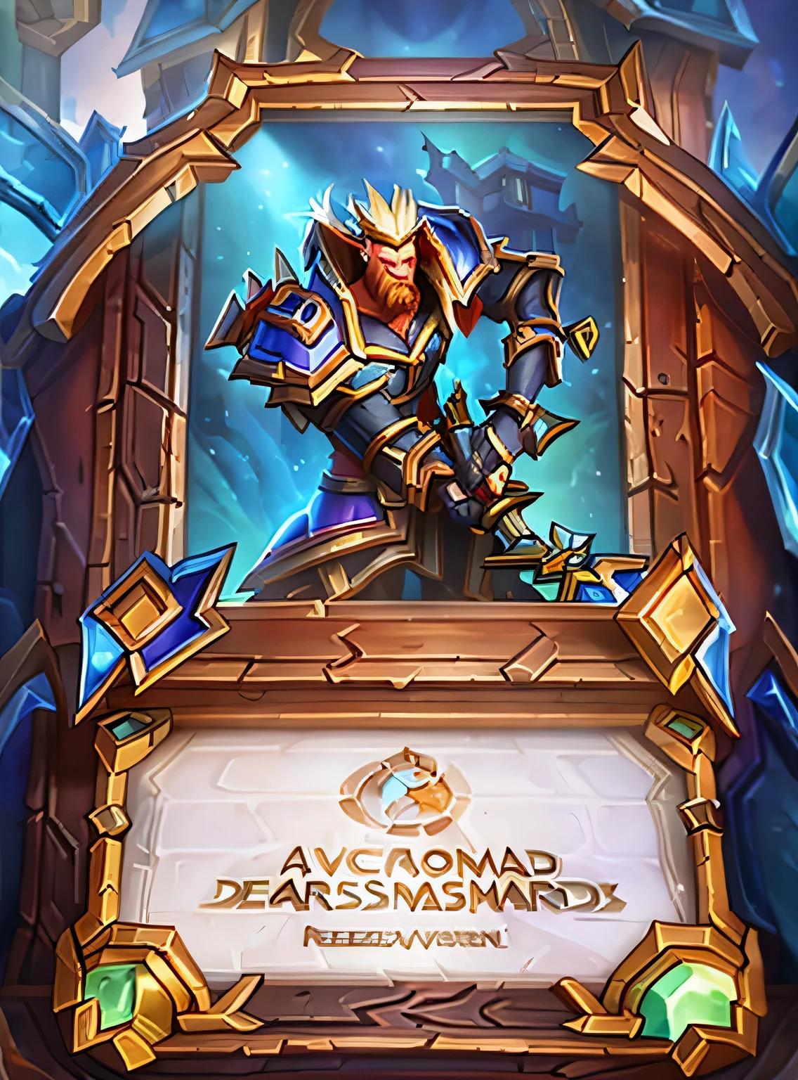 a close up of a card with a picture of a man with a sword, collectible card art, from hearthstone, blizzard warcraft card game, hearthstone card art, card art, from world of warcraft, a very beautiful berserker woman, hearthstone card, fantasy card game art, wielding an axe on each hand, fantasy hearthstone art style, in hearthstone art style, hearthstone card artwork