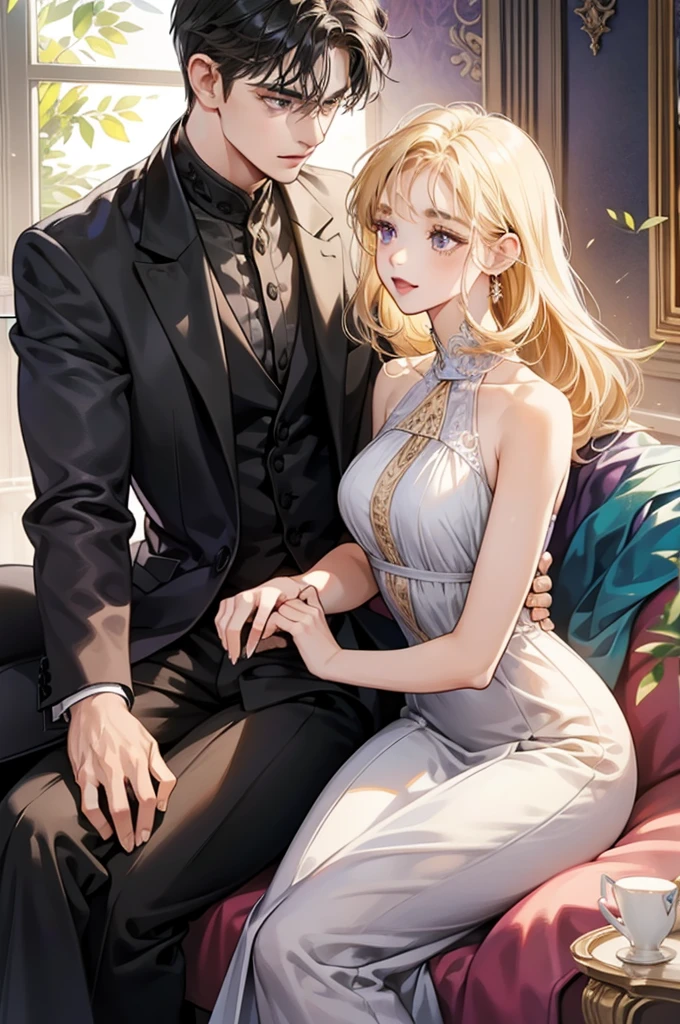 tall man with yellow eyes, blonde hair and yellow eyes、Has a sharp gaze, His eyes were glowing yellow., a handsome guy, Beautiful shape、Blonde Short Hair、length bodyModeled、Best Style、Full Body Lesbianエスビアン、（Enriching the image、highest level of quality）美right8K CGartwork、Goddess-like posture、Kneeling exercise、Slim and soft、Clear skin、Pink Hair、Super long hair beauty、Super long straight hair，The skin is white and juicy,,，Big Lingerie，Outlook Part 1.Silhouette effect is doubled，Exquisite transparent blues pattern on pajamas，細部は複雑でExquisite，Attractive and greedy spread legs、Perfect body slim curves、Embrace、Kiss cutely, Happy!!!, Couple pose, Accurate depiction、blond man with golden eyes、Pink Hairとピンクの目をした女性,High resolution,Super detailed,(Sharpness, something lively, colorful:1.1) Open your lips, (elegant, Elegance) Hairstyle, (美right, Zola々right) exterior, (Deluxe, Exquisite) Fittings, (Sparkling, Sparkling) （大きなShine目）, (Shine, burn) (nice) nature, (Mysterious, Mysterious) About the Floor Plan, (Perfect perfection, Perfect pubis) (Individuality, clear) artwork, (masterpiece:1.2), (18-year-old) One Girl (服は美rightです, Exquisite Floral Lace Embroidered Evening Gown).Tall anime guy with yellow eyes, blonde hair and yellow eyes、Has a sharp gaze, His eyes were glowing yellow., a handsome guy, Beautiful shape、length body、Modeled、Best Style、Full Body Lesbianエスビアン、Princess Carrie、Princess Carrie, Full Body Lesbian, See-through sexy lingerie, Sheer Lingerie、Sheer Lingerie、Big nipples、Pink nipples、Pink areola、length, Large Breasts, Tabletop, highest quality, Very detailed、Princess Carrie,One girl, One boy,