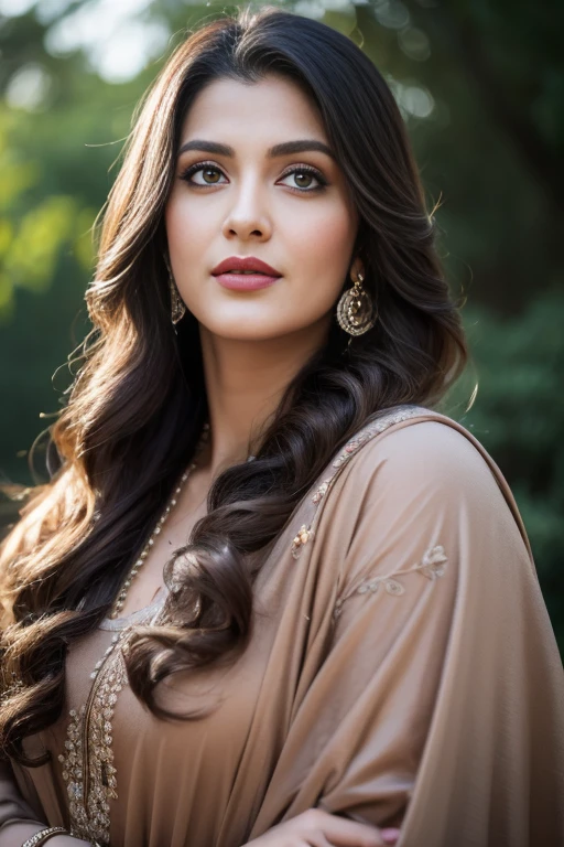Portrait of Marathi actress "Blake blossom" with long flowing hair, hazel eyes, with flowing capes, sitting in the park, perfect composition, hyperrealistic, super detailed, 8k, high quality, trending art, trending on artstation, sharp focus, studio photo, intricate details, highly detailed, art by greg rutkowski take a rose 🌹 in hand