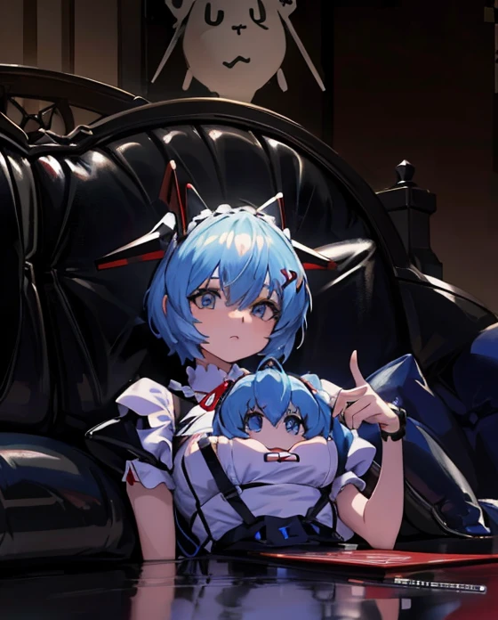 there is a stuffed animal con auriculares on sitting on a couch, anime peripheral, I will deny the matter, Rei Ayanami, con auriculares, con auriculares, ayanami, foto de perfil 1024px, Orejas de anime, 8k!, 4k!, de arknights, tiene auriculares, e-chica, and - girl, Estilo como Nendoroid