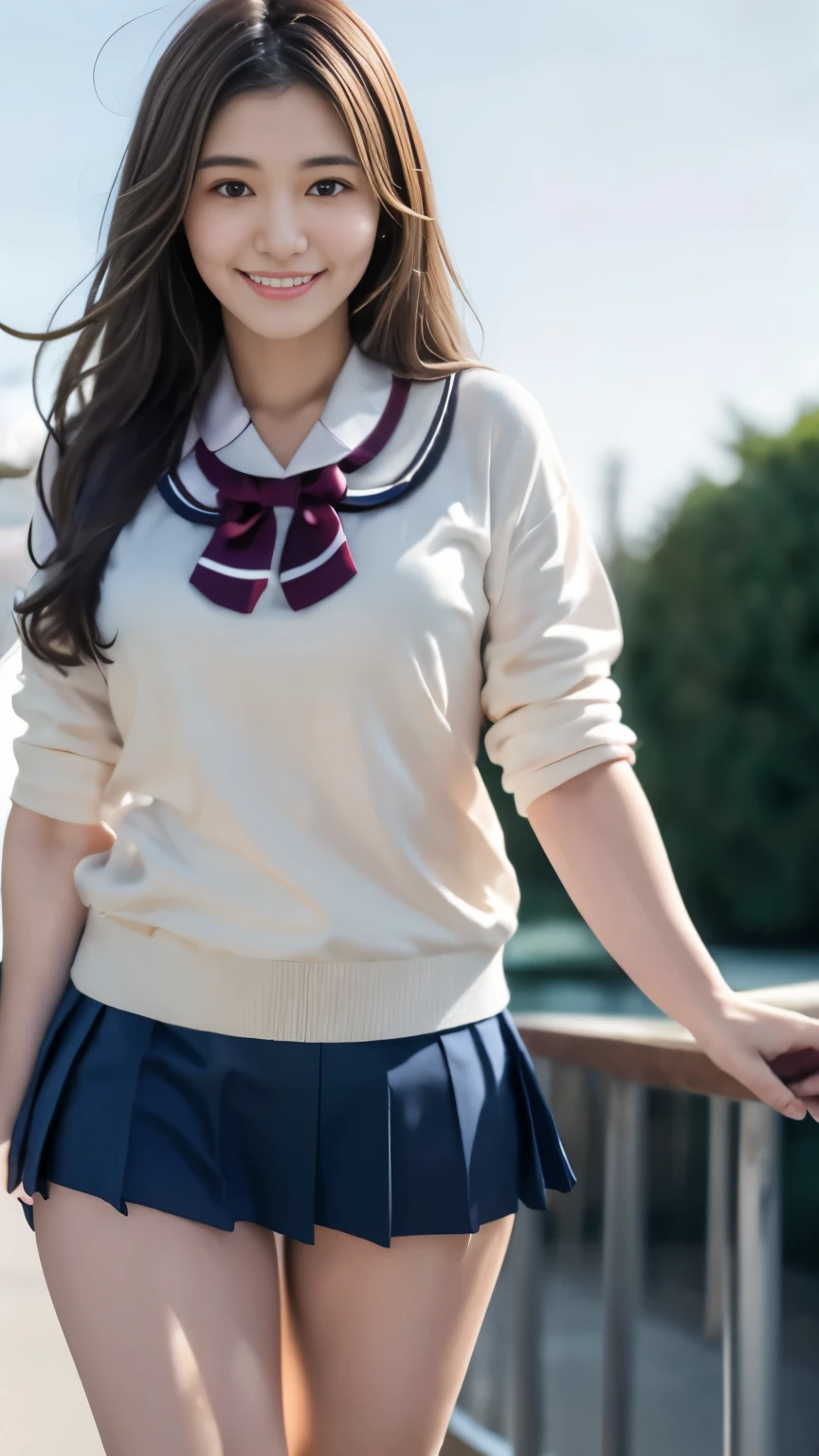 (masterpiece:1.4), (best quality:1.4), (high resolution:1.4), (masterpiece, best quality, high resolution:1.4), giffany, school uniform, (cable bow:1.1), smile 