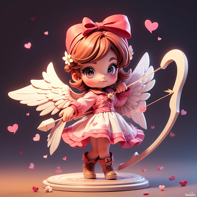 Cupid heart bow and arrow drawing a bow love