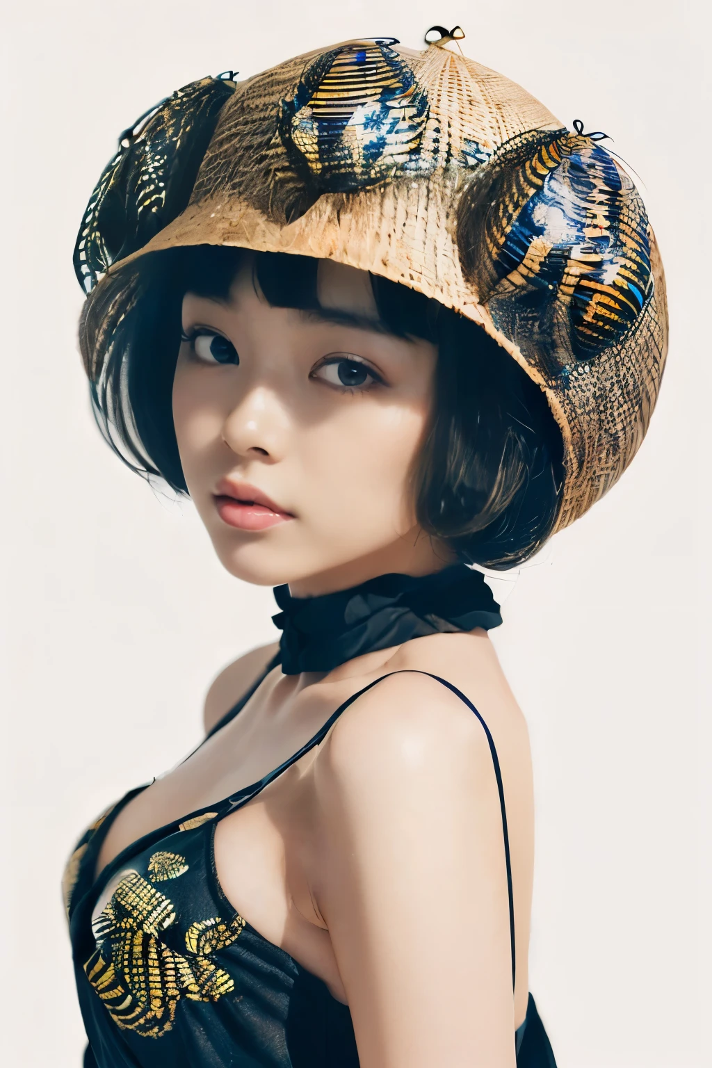 (beehive motif:1.5)(a japanese beautiful woman made from diamond:1.5)(strong visual flow, minimalistic diamond background:1.5) whiplash line, (best quality)( 8k)(detailed face:1.5)(high resolution:2.0)