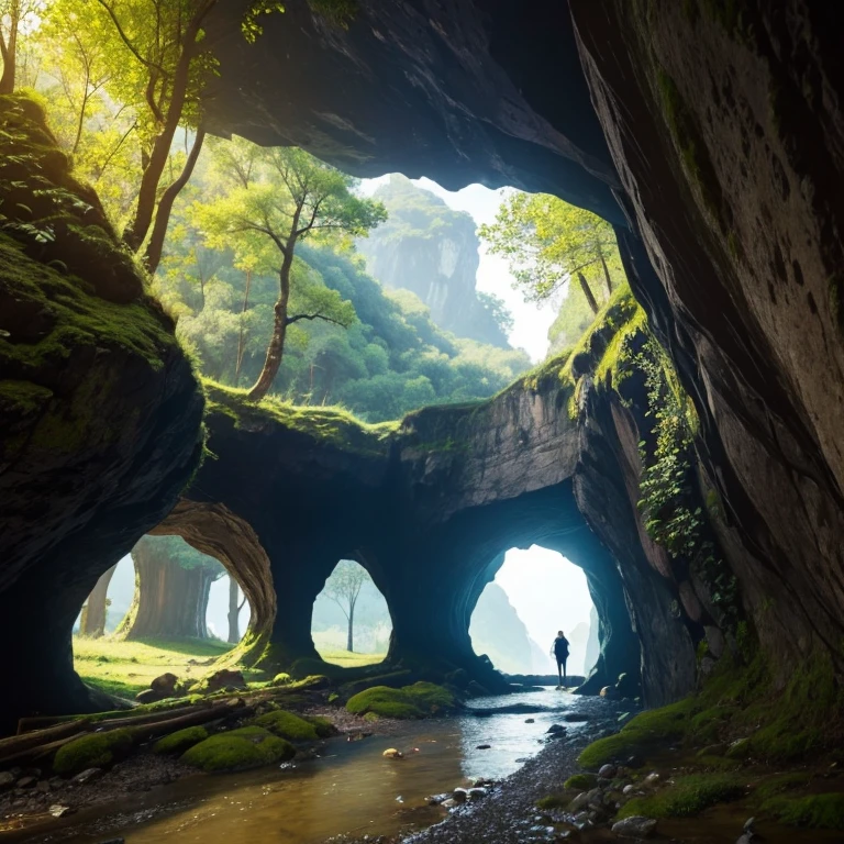 Logo, travel agent, cave, nature, tree