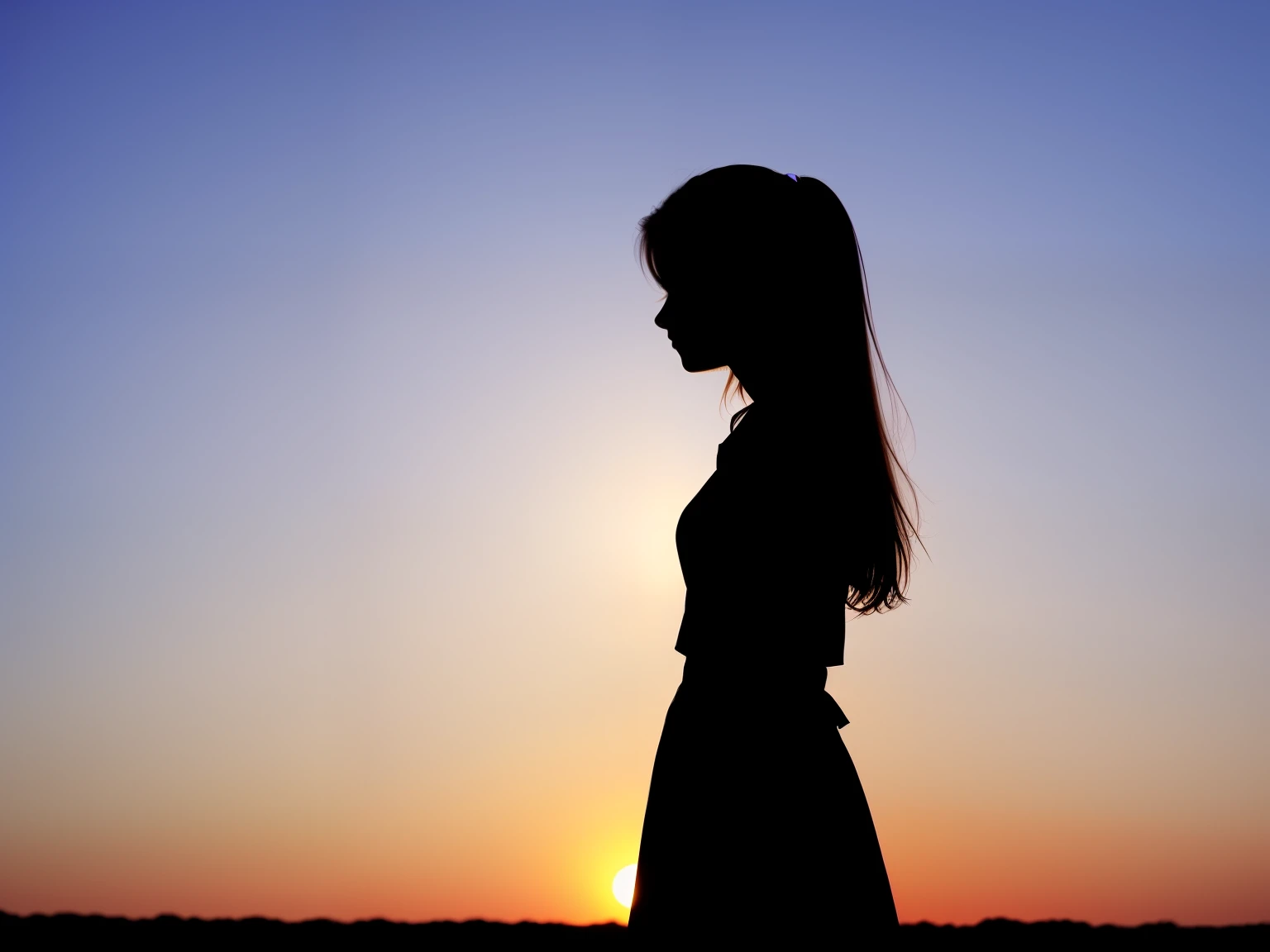 Cool and beautiful girl silhouette